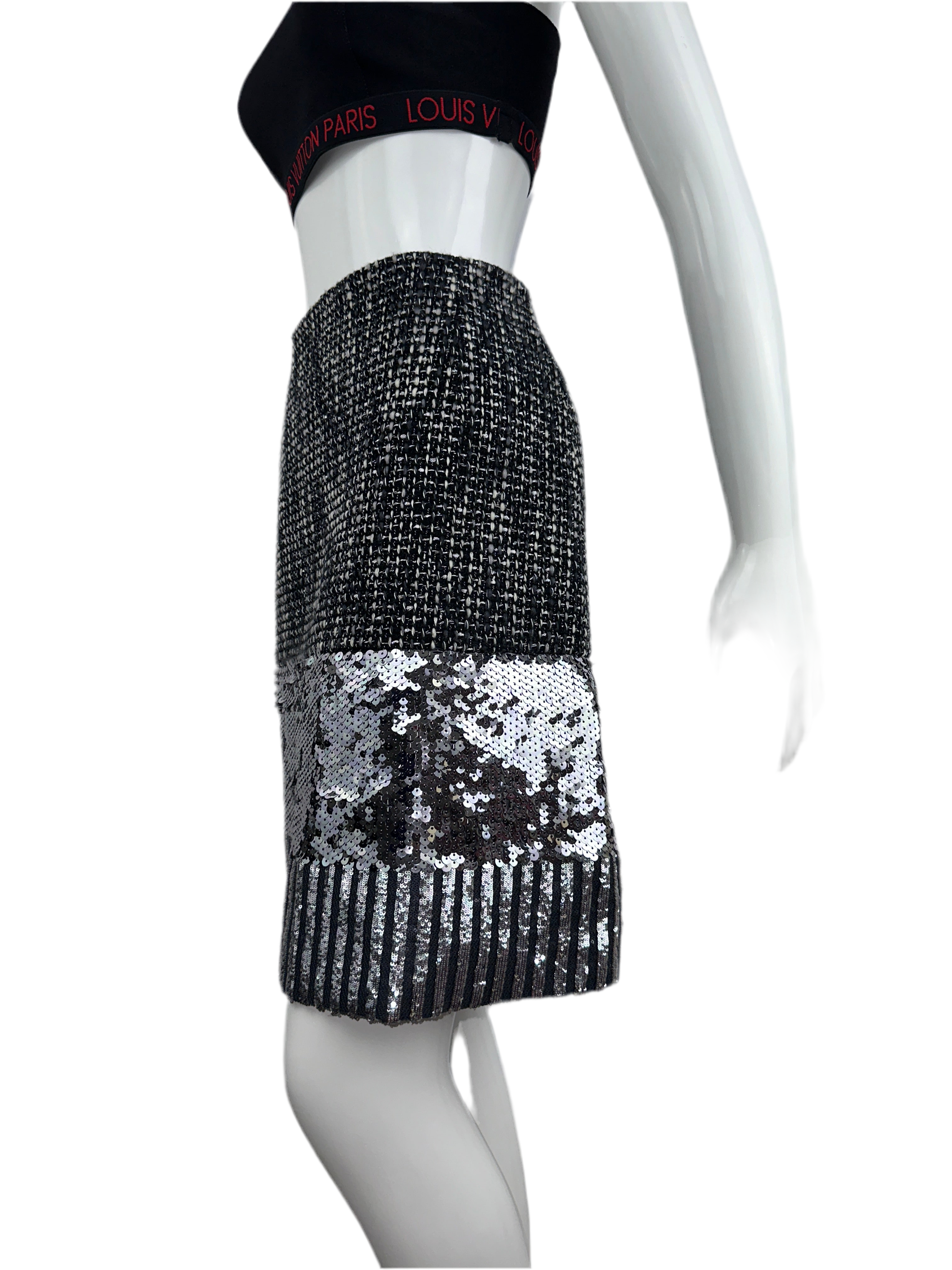 Dior tweed-effect skirt, sequins and stripes - size 34