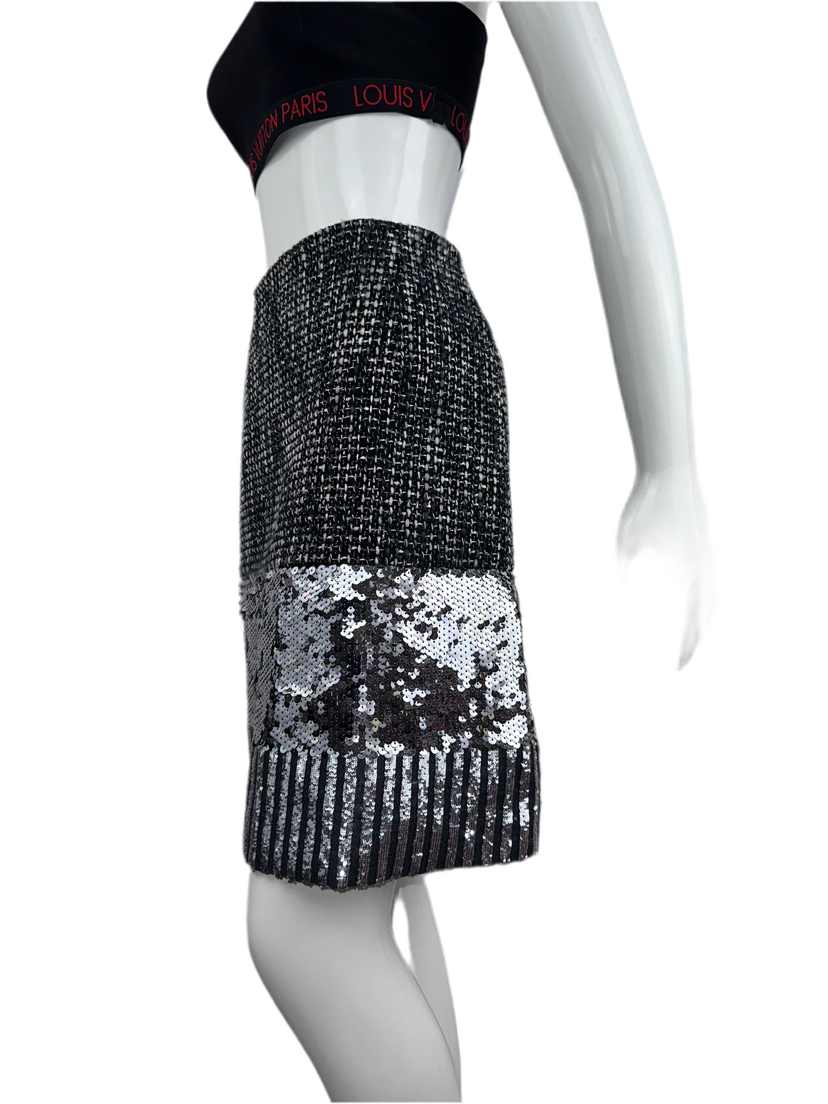 Dior tweed-effect skirt, sequins and stripes - size 34