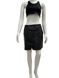 Berenice Black leather skirt with silver zip - size 36