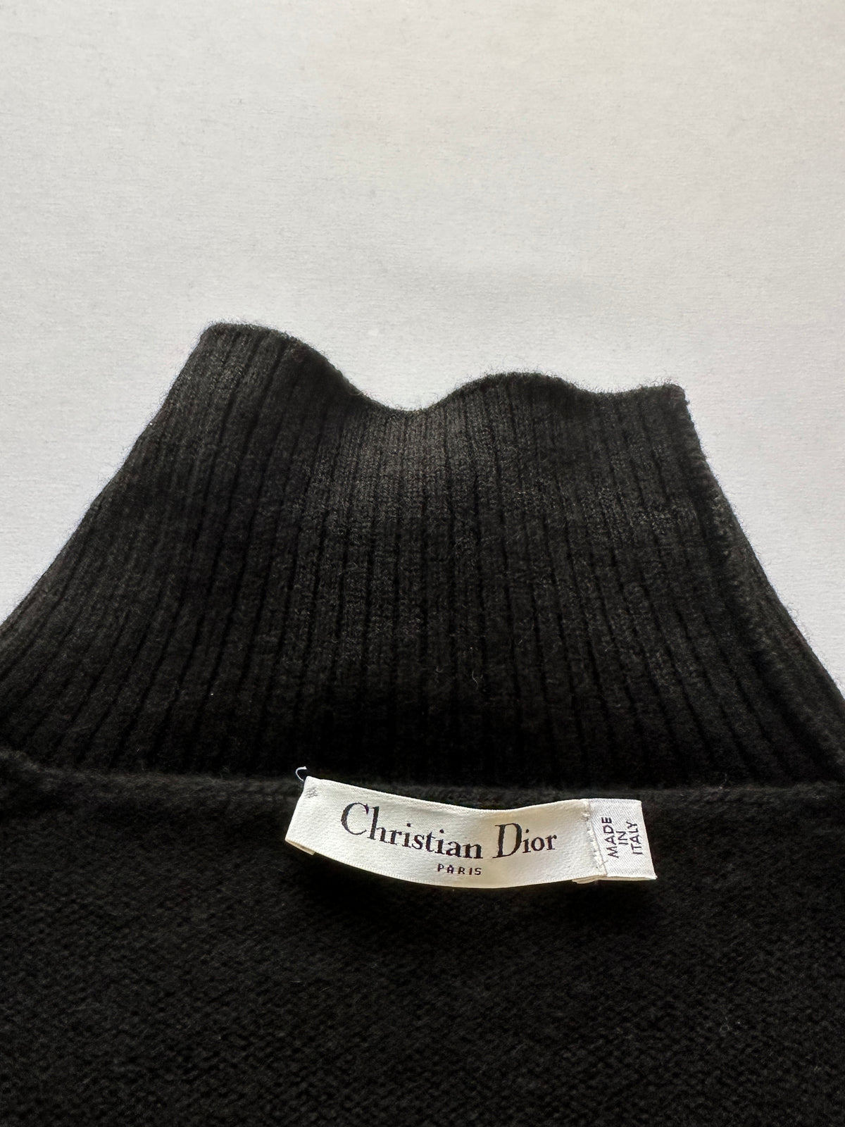 Dior long black turtleneck sweater with side opening - size 36