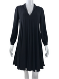 Dior black V-neck dress with pleats - size 34