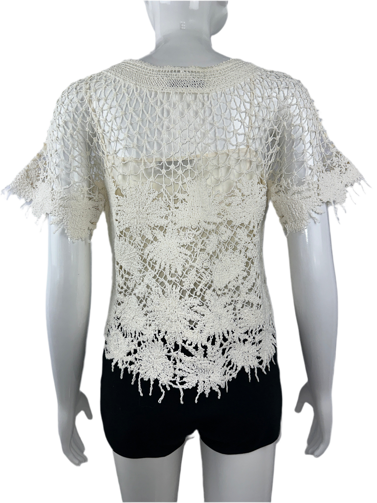 Dior white crochet top with lining - size 36