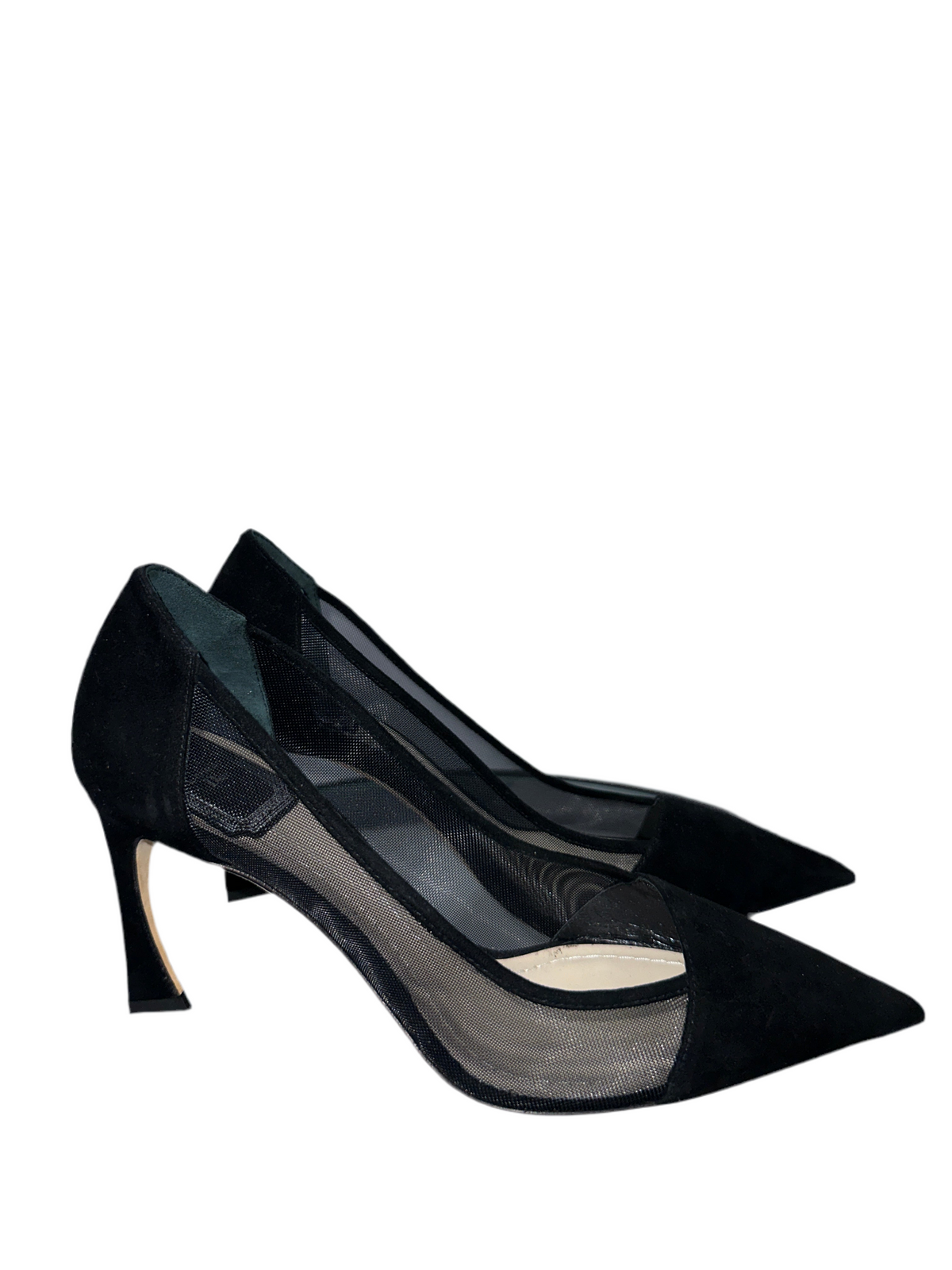 Black velvet and Mesh Diorella pointed toe pumps - size 36