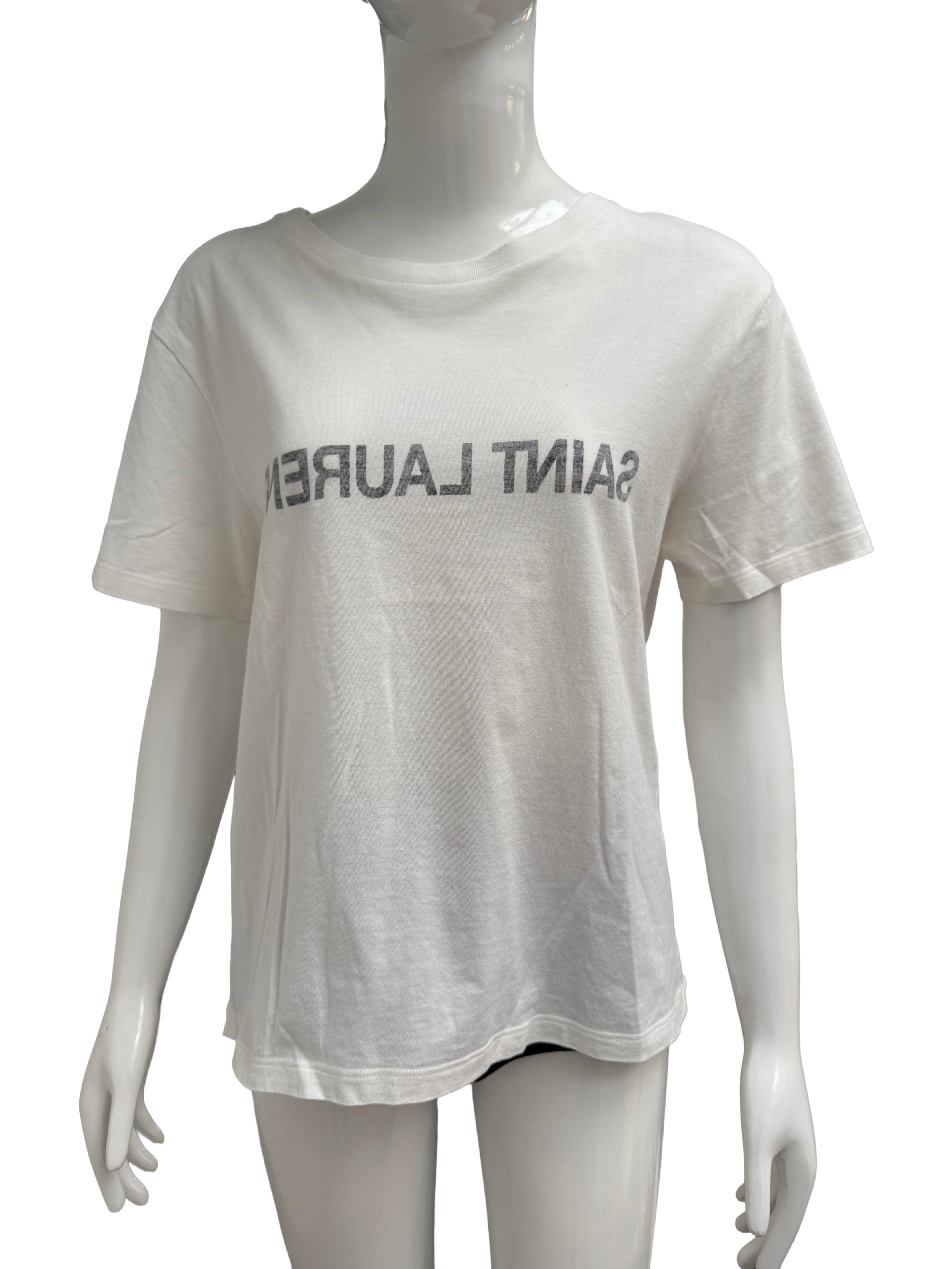 Saint Laurent white logo t-shirt - size L