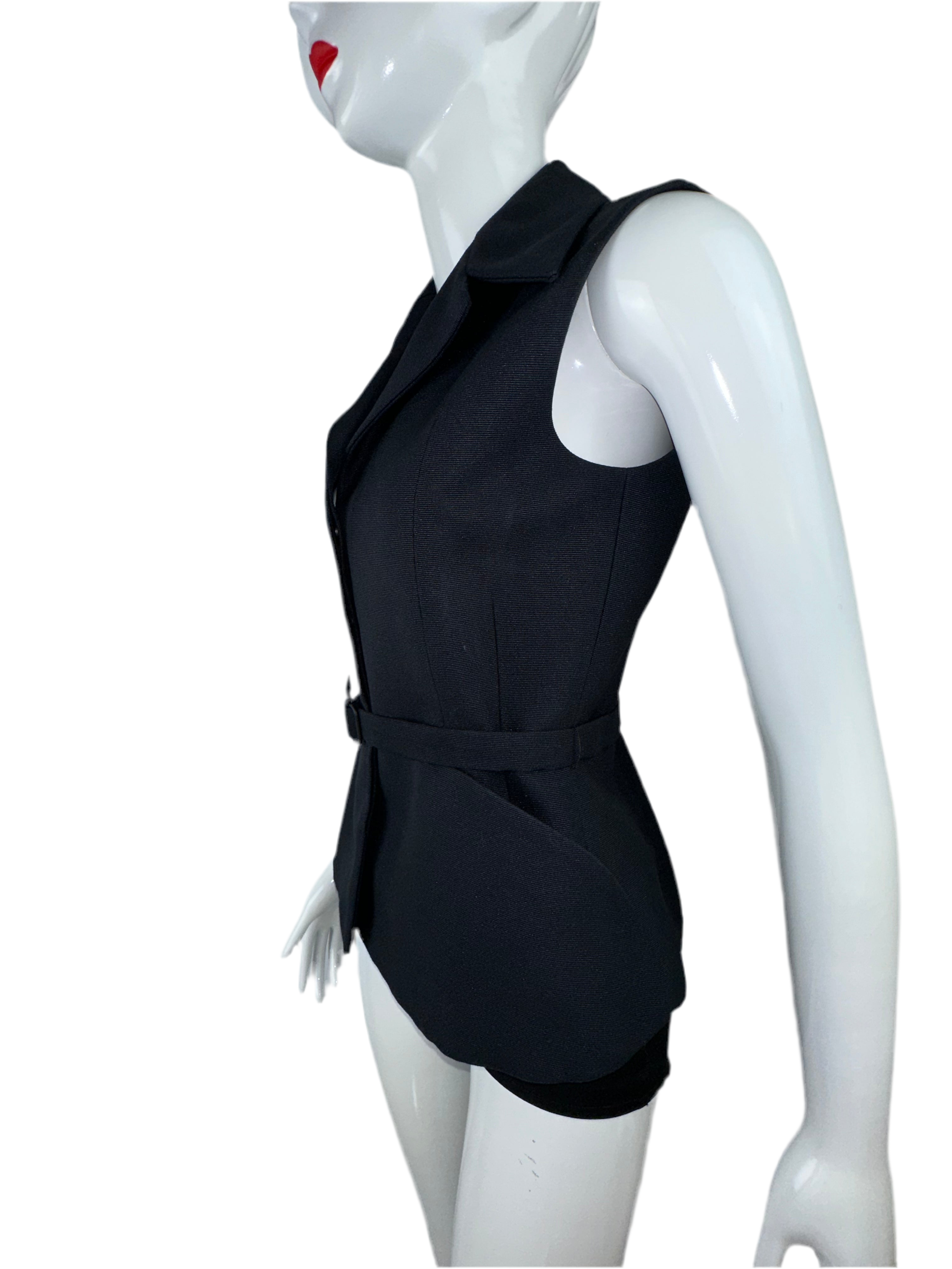 Christian Dior Bar vest jacket without sleeves 100% silk - size 34 FR