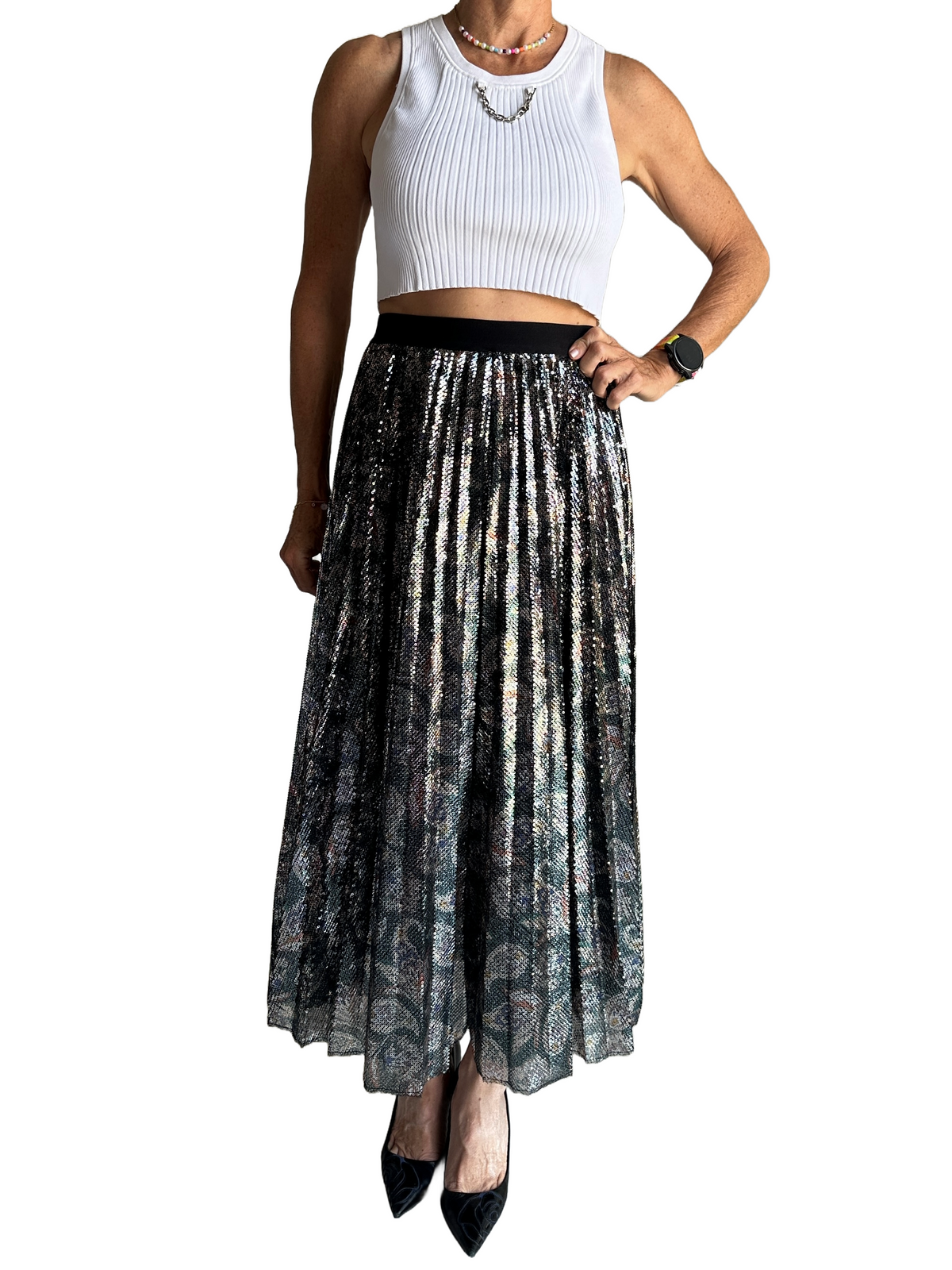 Maje long sequin skirt - size 40