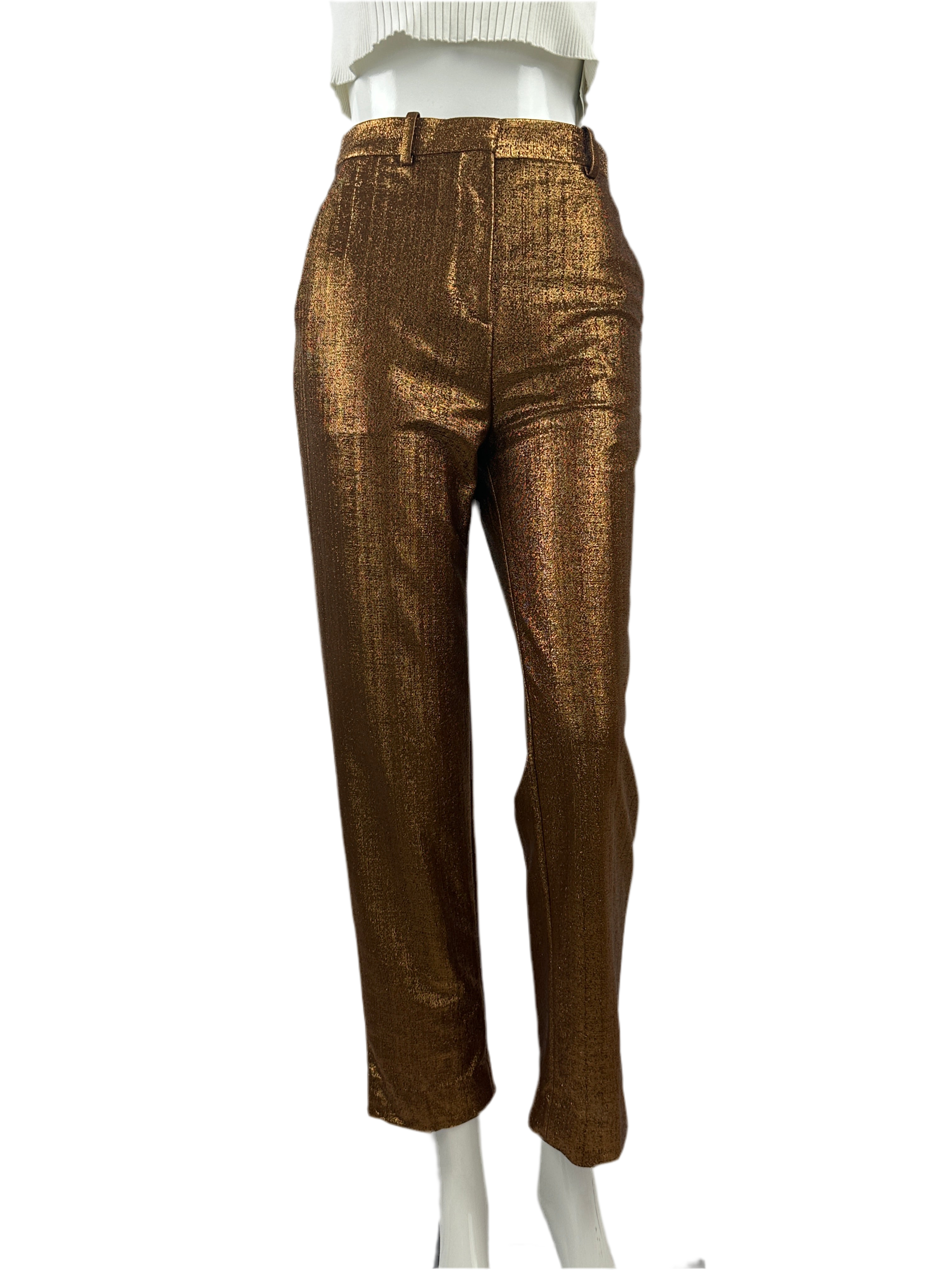 John Galliano shiny brown/gold cigarette pants - size 36