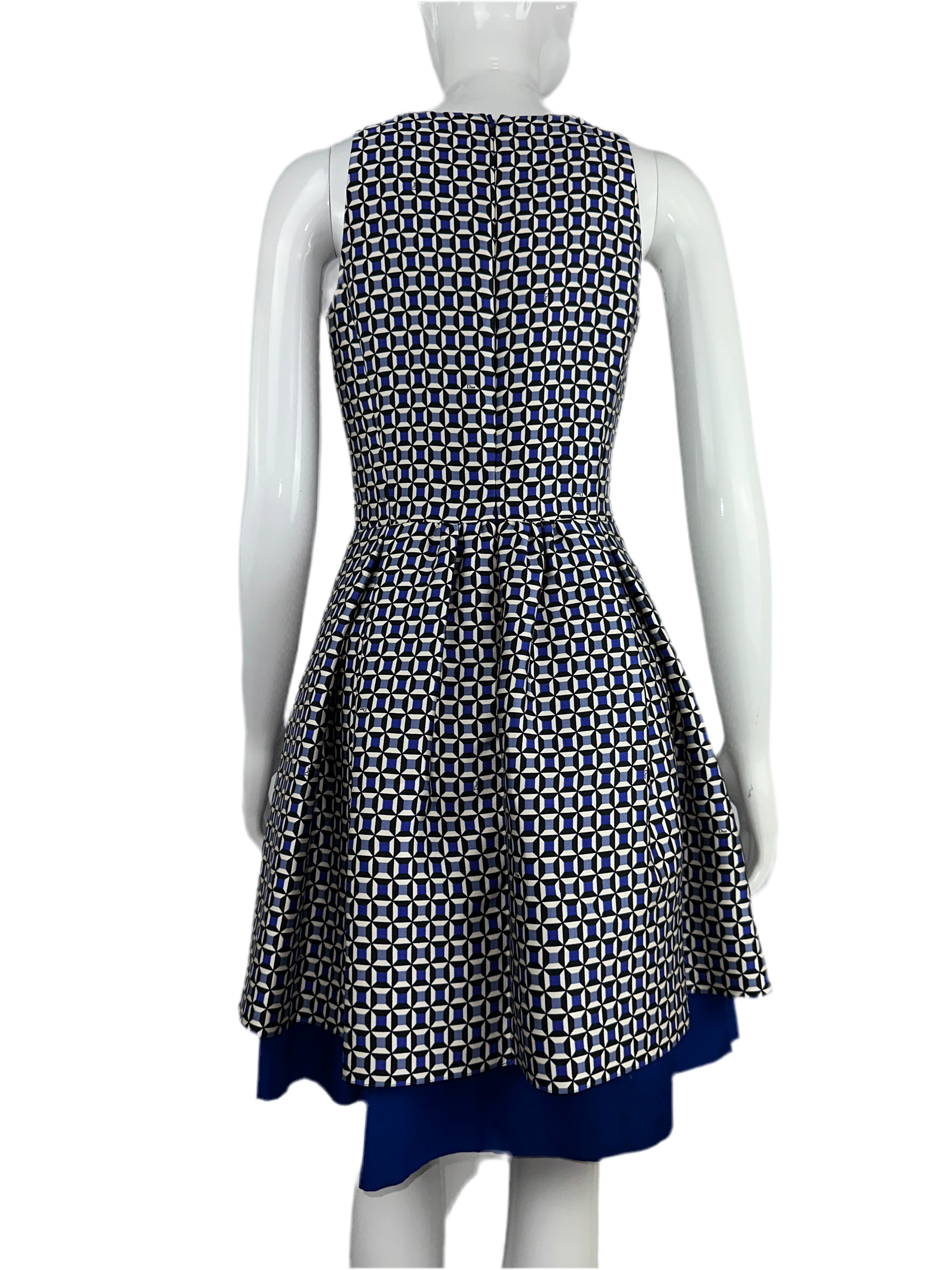 Dior blue white and black geometric dress - size 36
