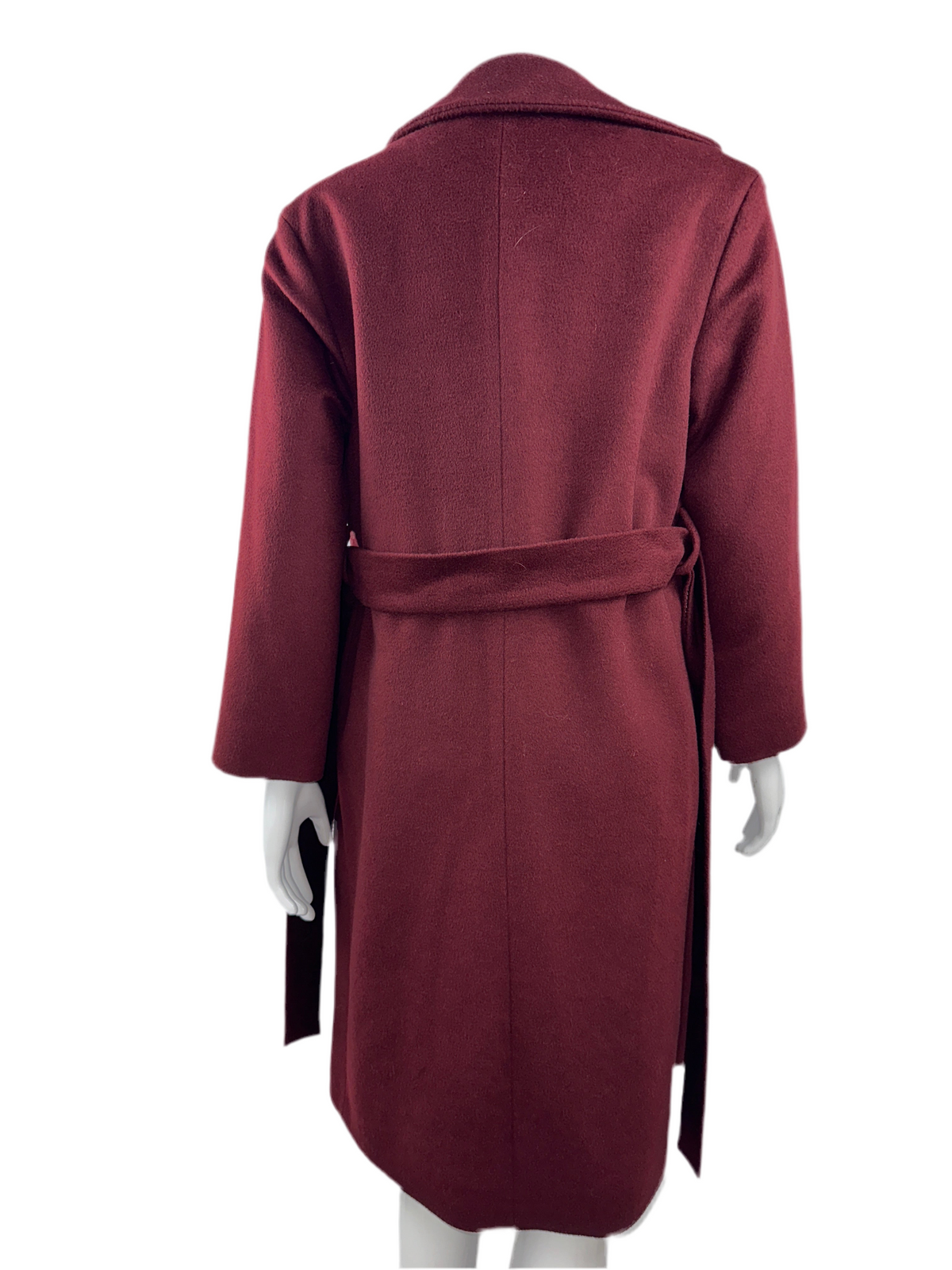 Hugo Boss long burgundy coat with waist belt - size 34