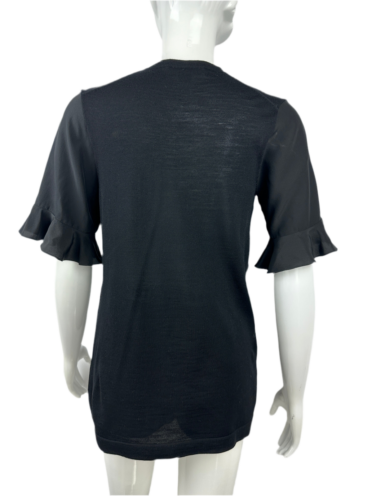 Louis Vuitton black top with V-neck and silk sleeves - size 34