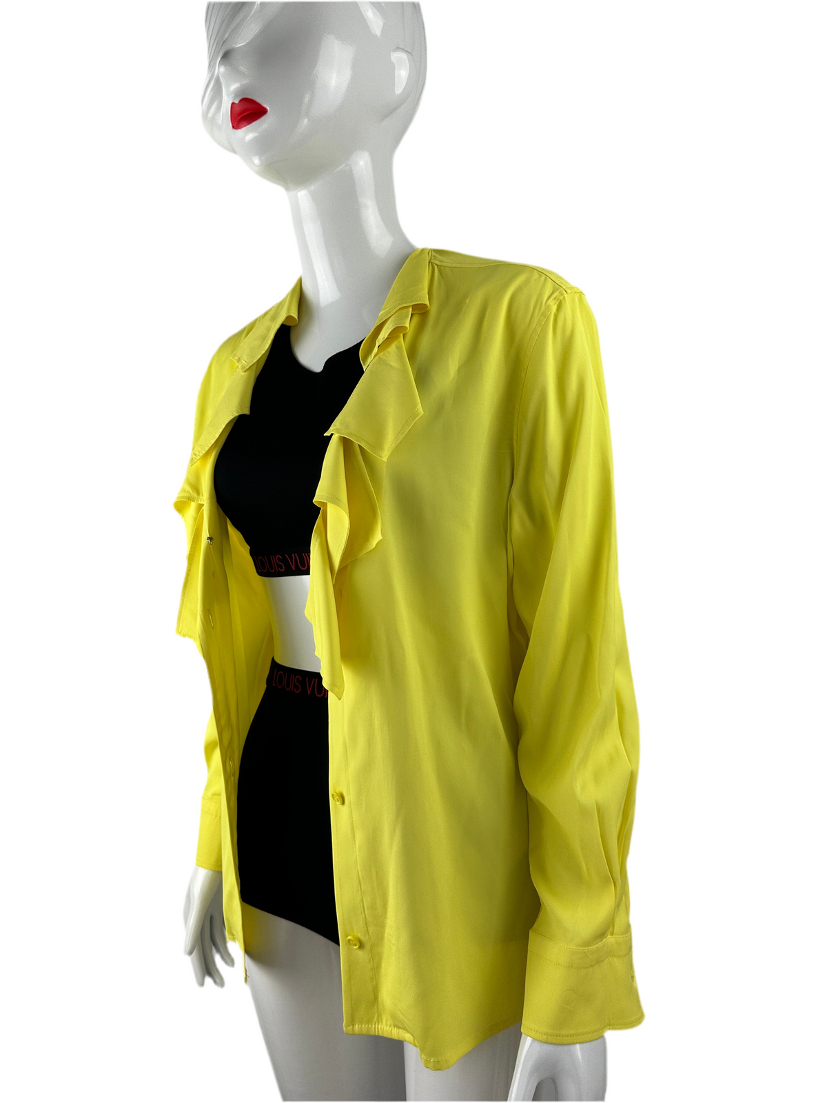 Bottega Veneta Yellow shirt in stretch viscose with rouches - size 44IT