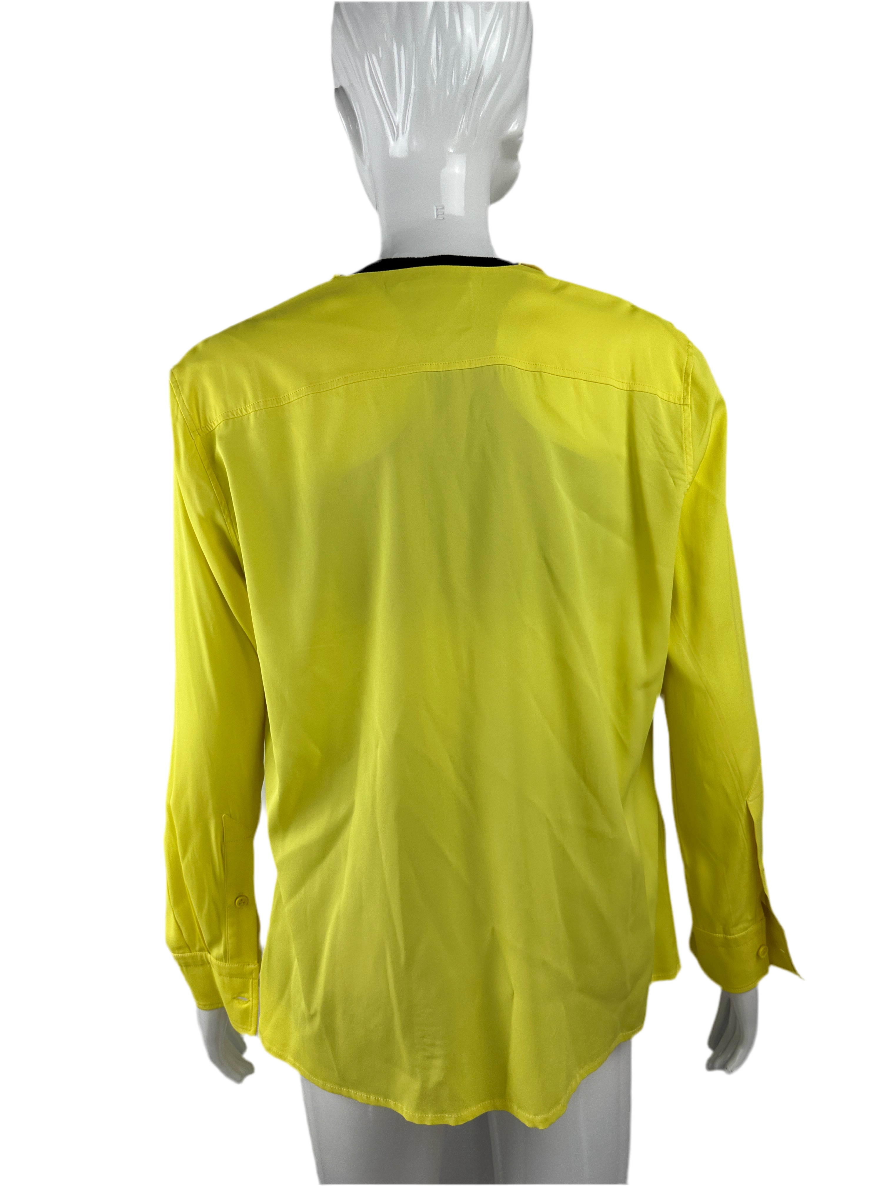 Bottega Veneta Yellow shirt in stretch viscose with rouches - size 44IT