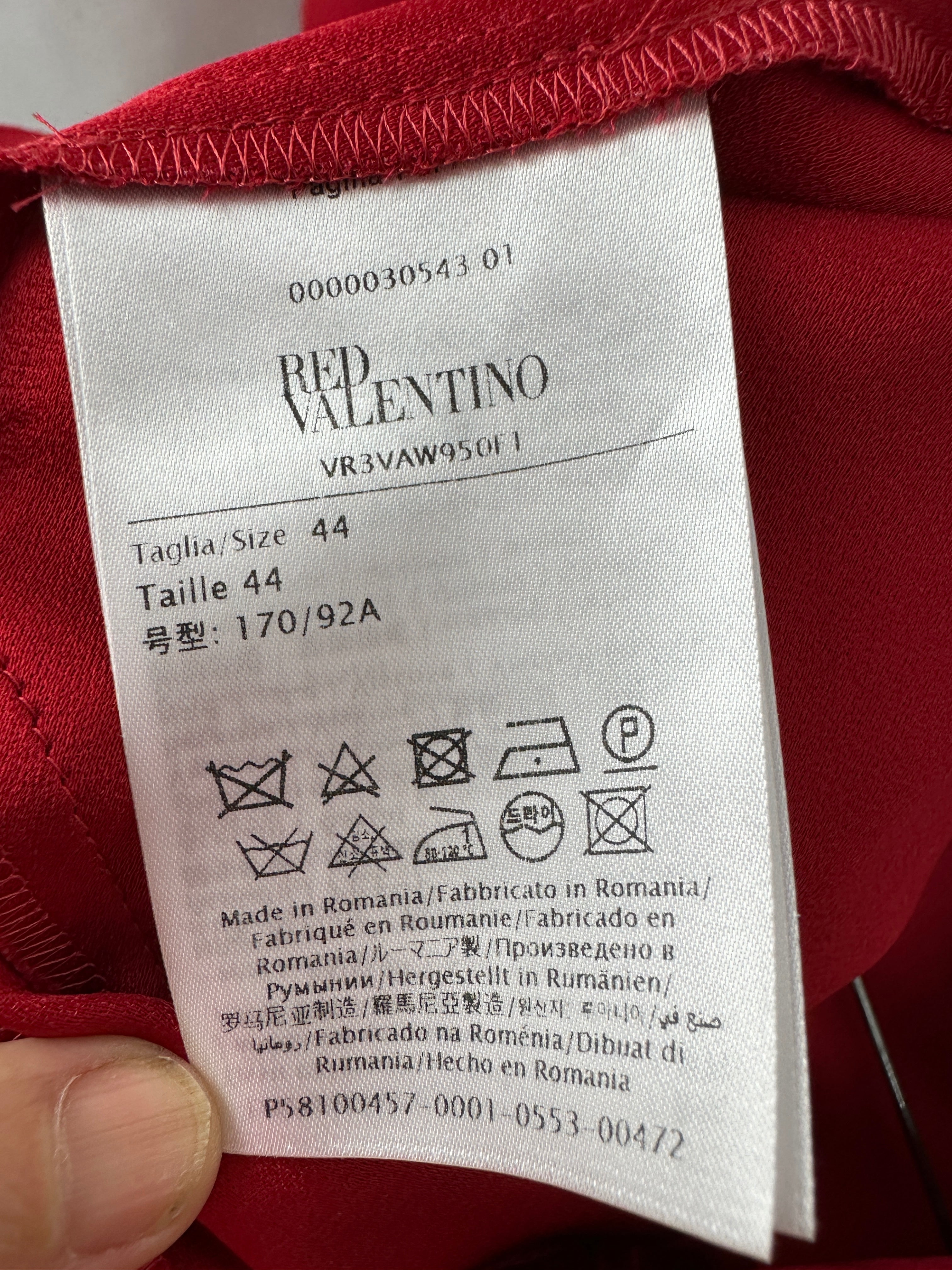 Red Valentino red dress with V-neckline and side ruffles - size 44