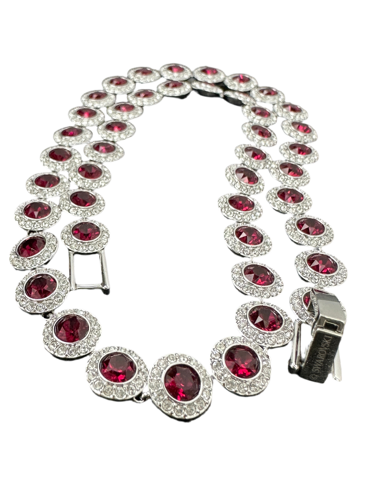 Swarovski angelic all around set, red, rhodium plated