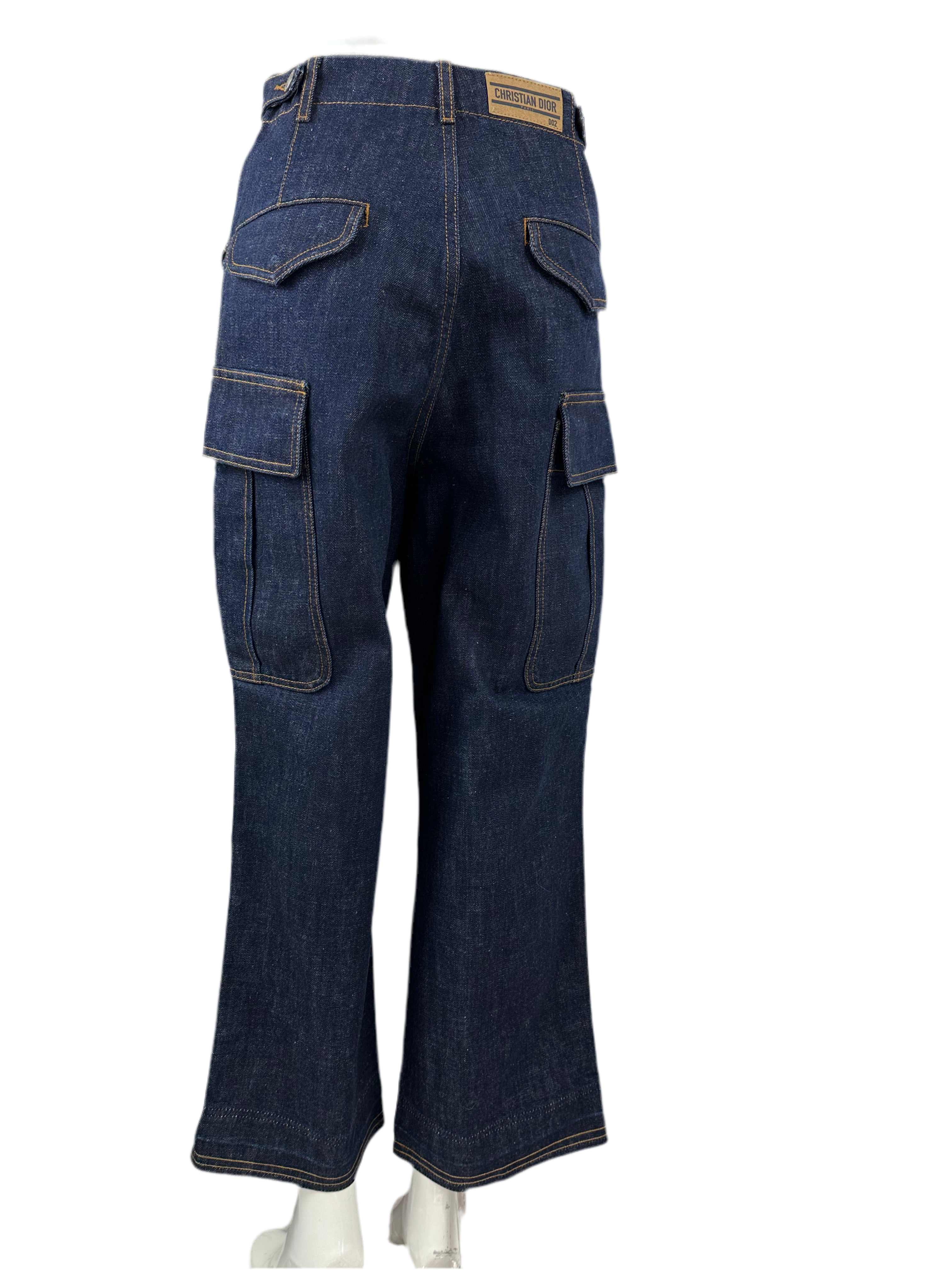 Christian Dior 8 cargo jeans D02 Deep blue cotton denim  - size 32 FR