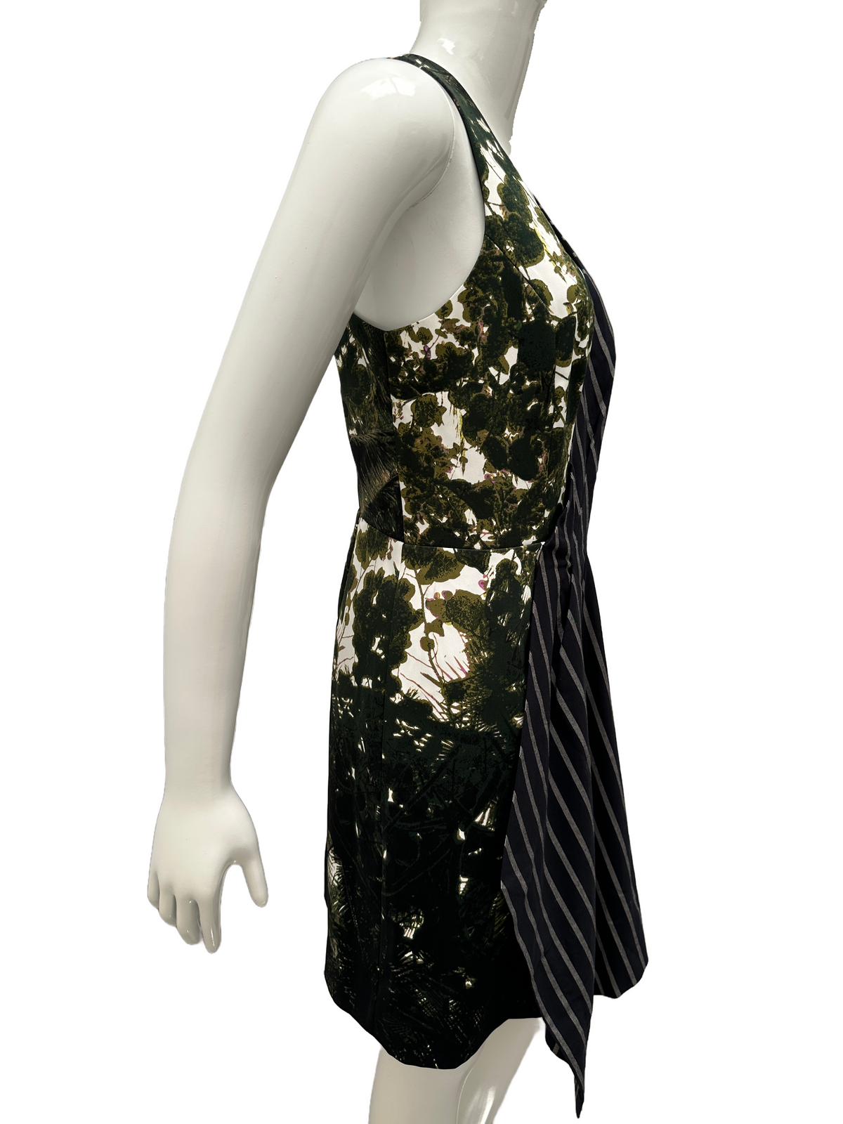 Rachel Roy asymmetrical stripes and floral dress - size 42