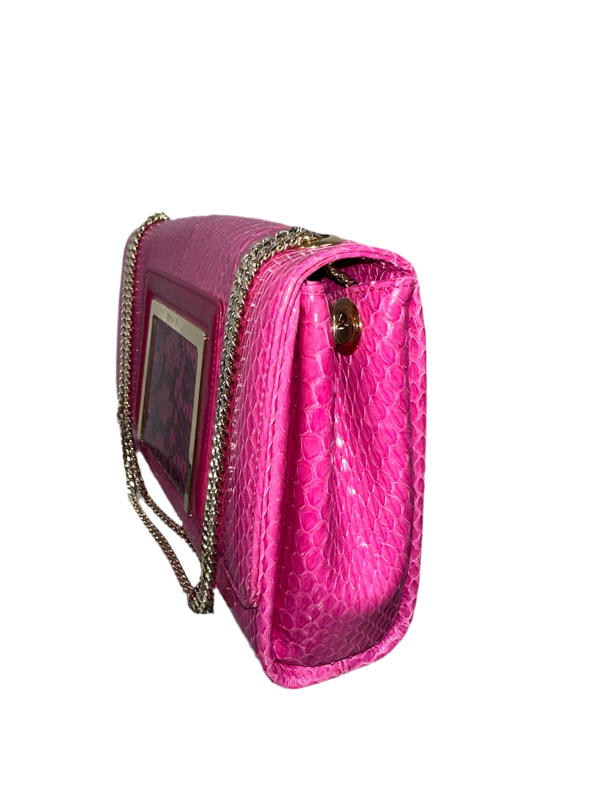 Jimmy Choo pink snakeskin and leather trim Alba shoulder bag