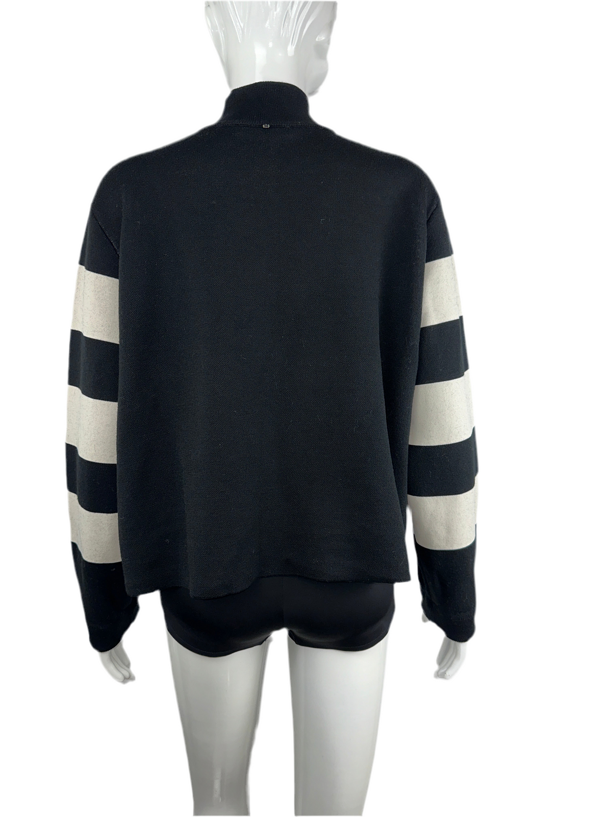 SportMax black and white striped sweater with "RUN" lettering - size 36