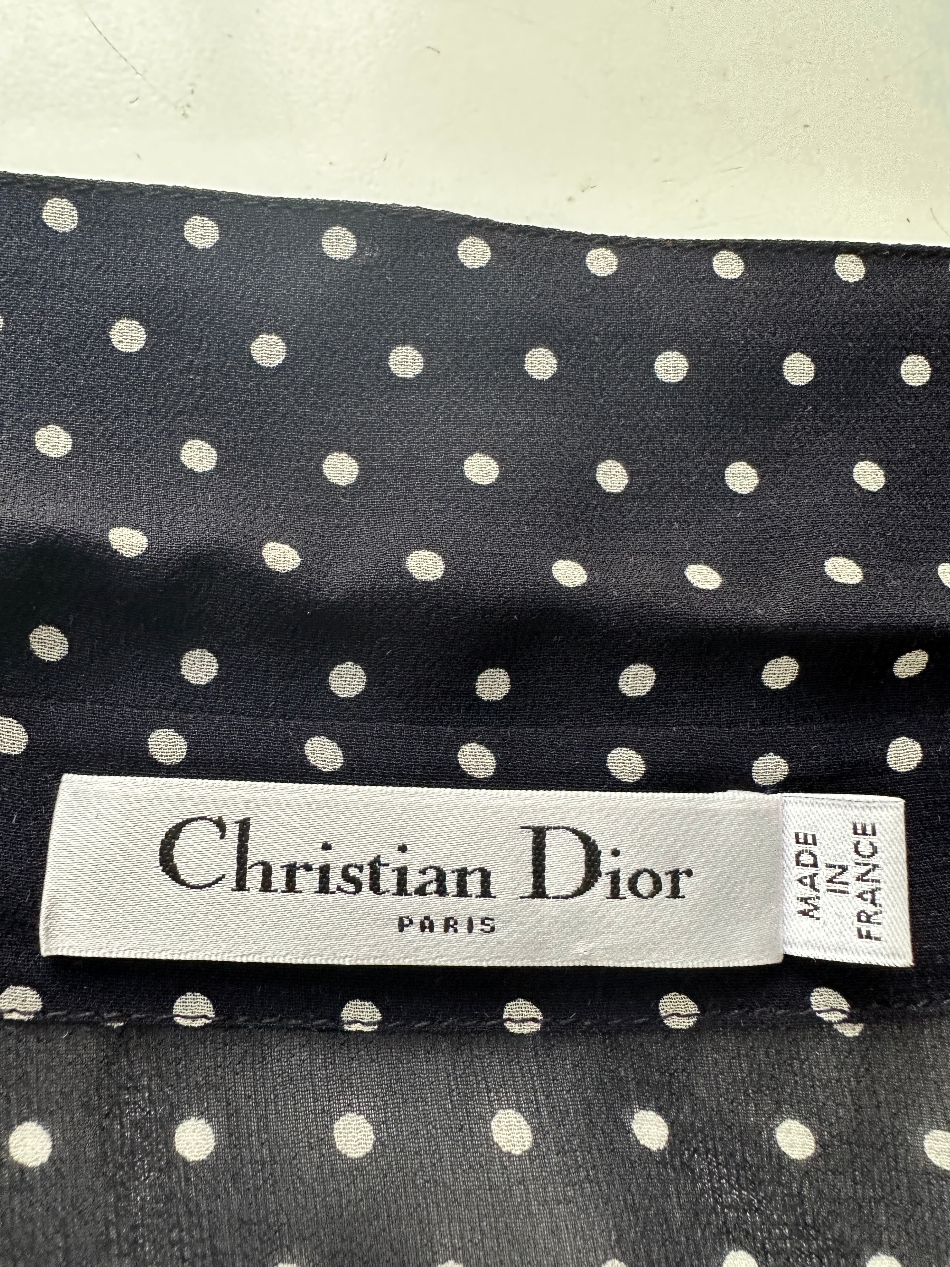 Dior black and white silk polka dot dress - size 36