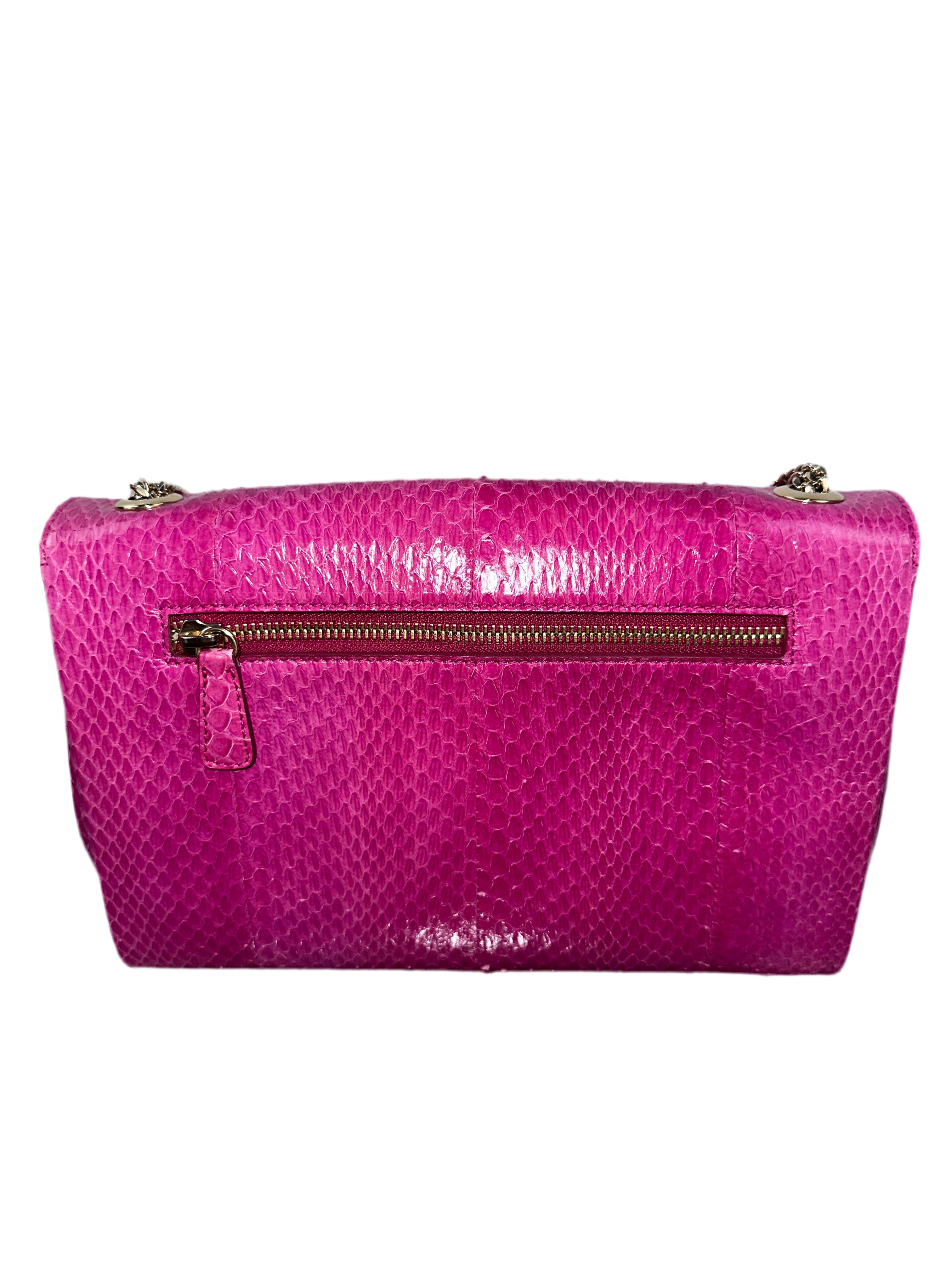 Jimmy Choo pink snakeskin and leather trim Alba shoulder bag