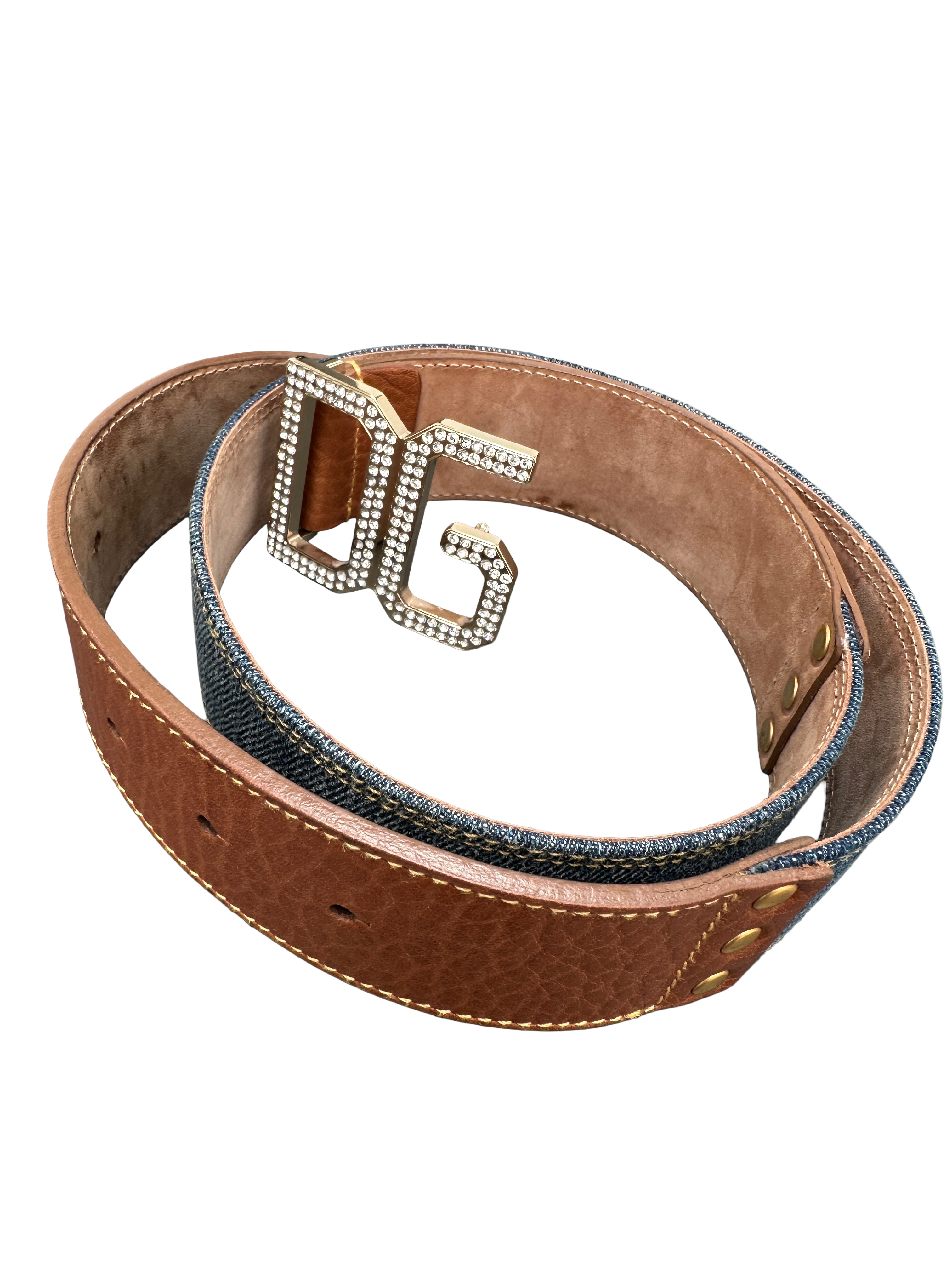 Dolce & Gabbana denim and leather belt - size 80cm
