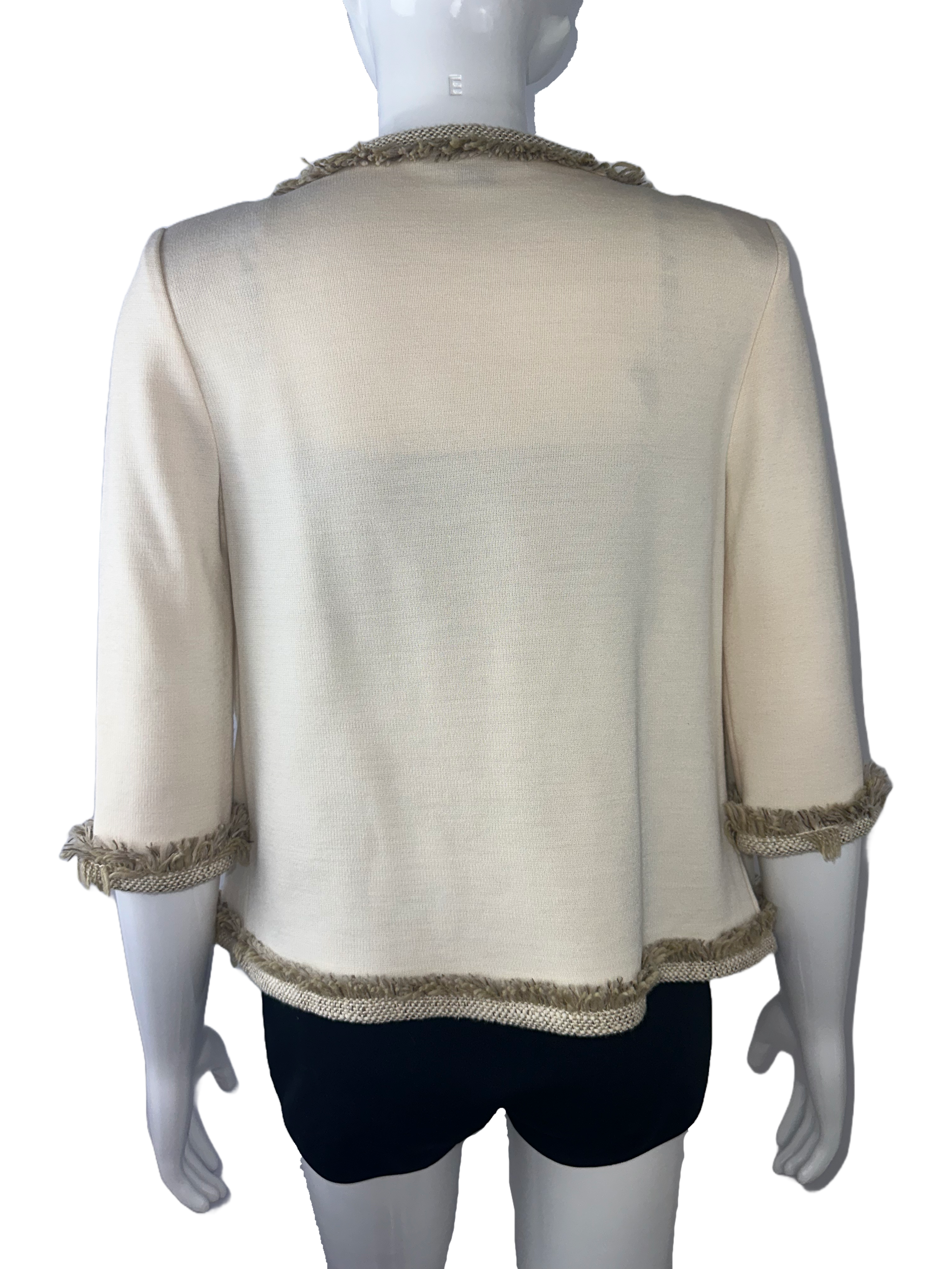 St.John cream cardigan with grey-brown ruffles - size 36