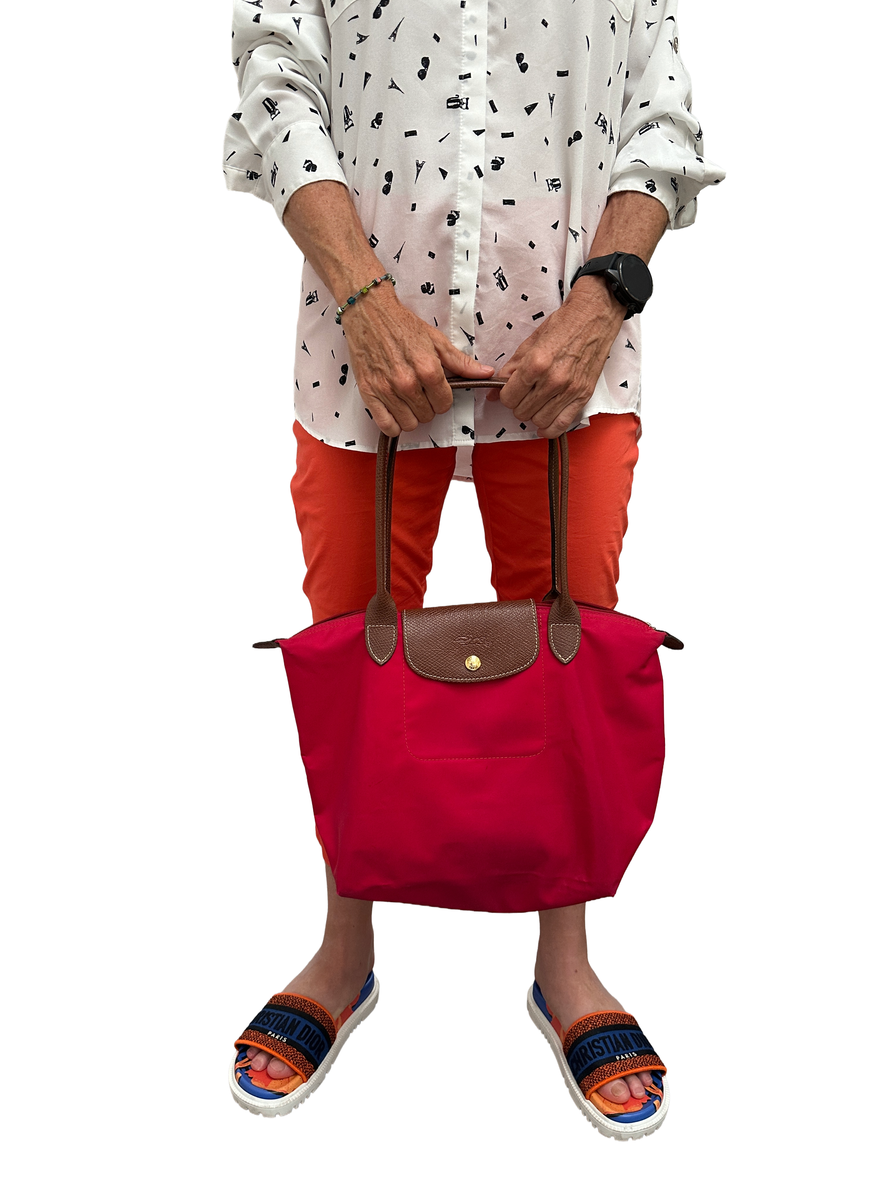 Longchamp Le Pliage medium red tote