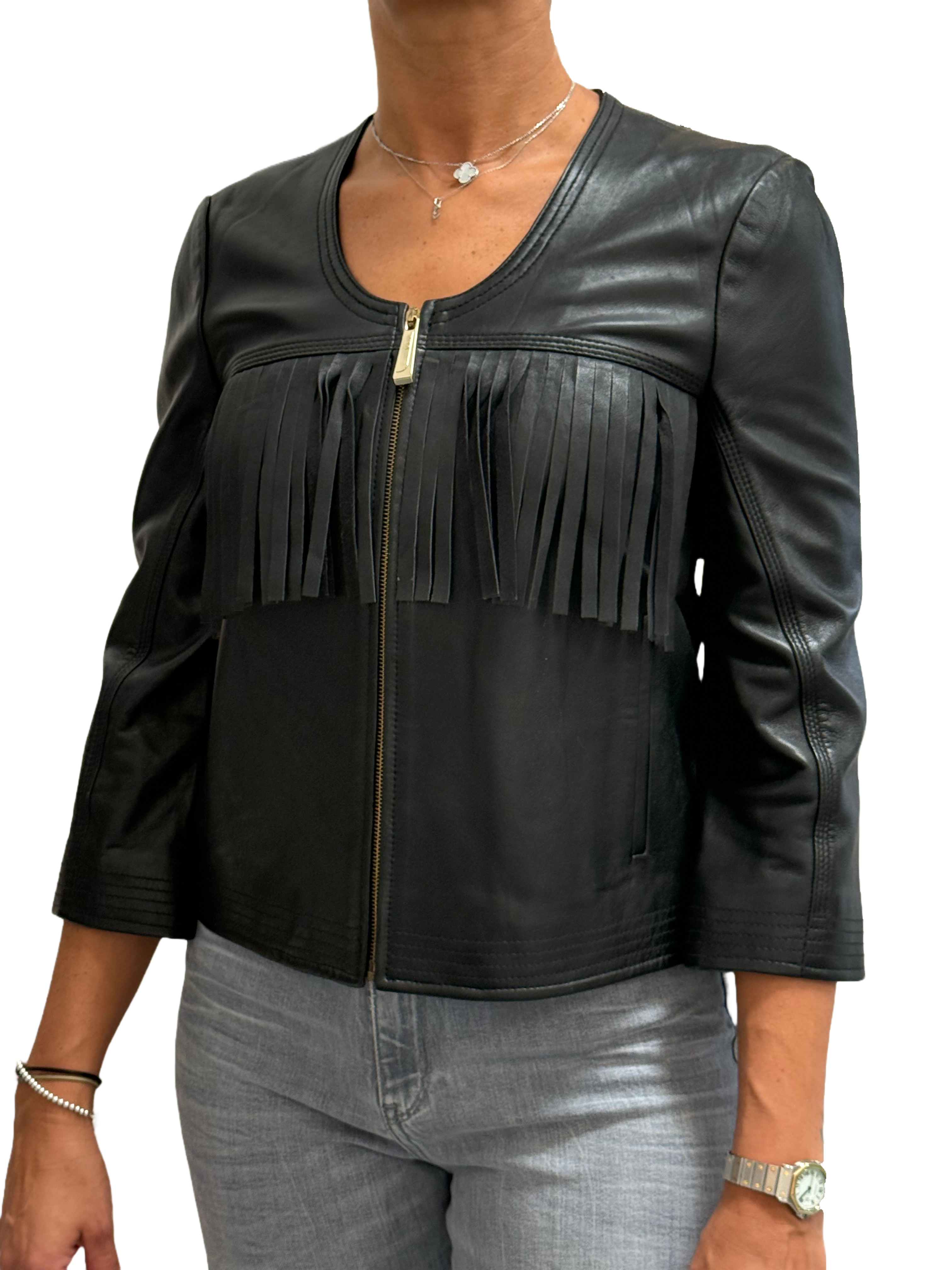 Just Cavalli black leather jacket - size 38