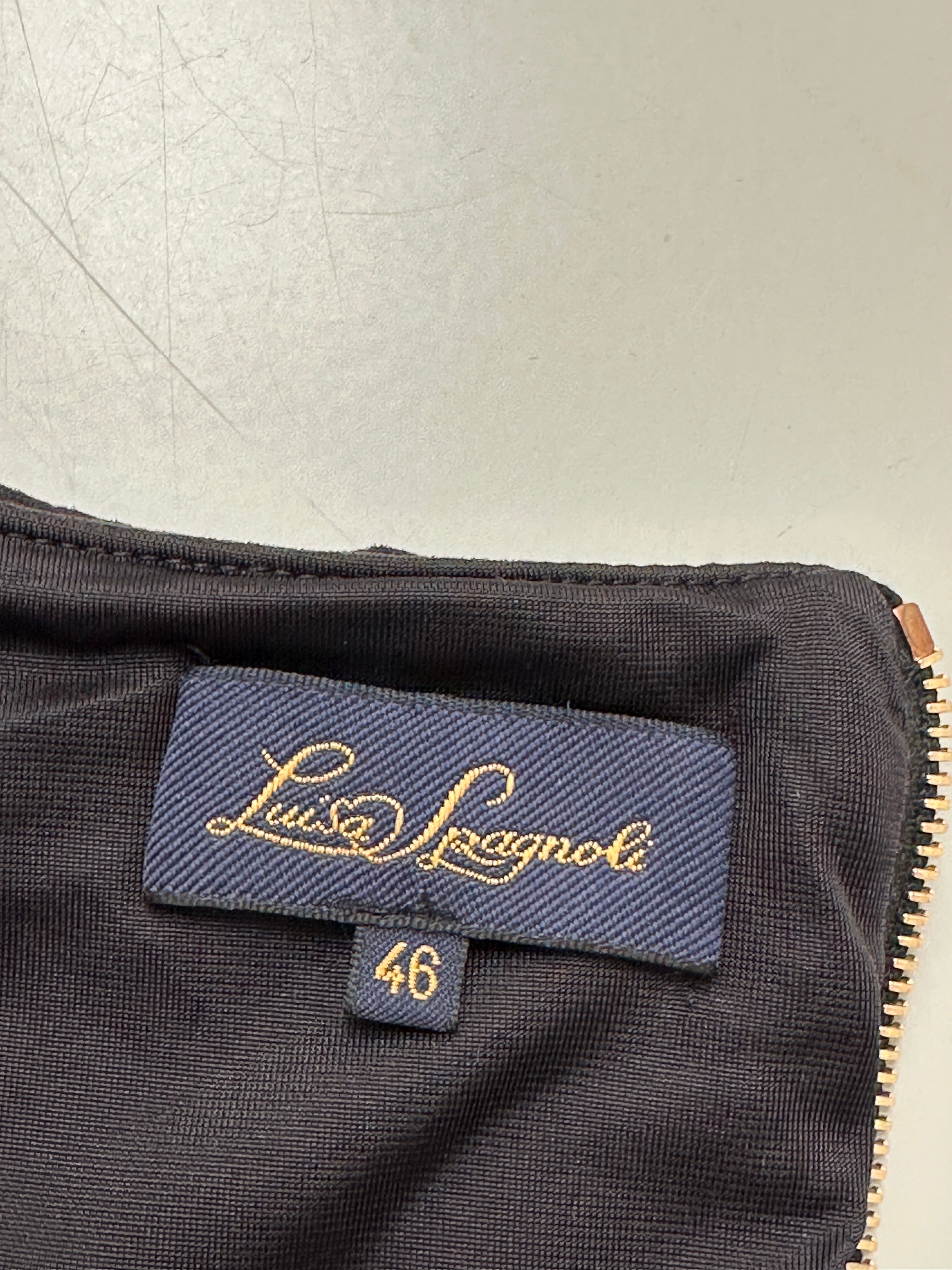 Luisa Spagnoli black dress with gold pocket detail - size 42