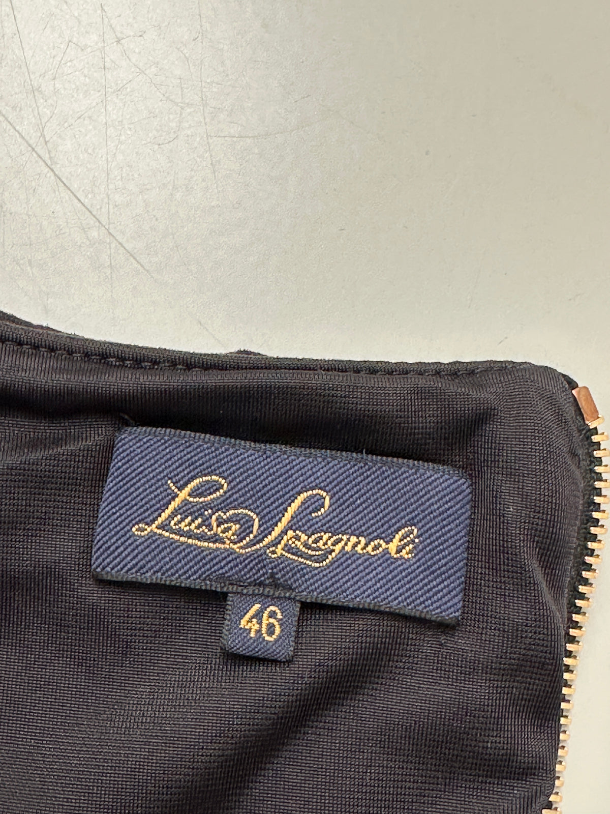 Luisa Spagnoli black dress with gold pocket detail - size 42