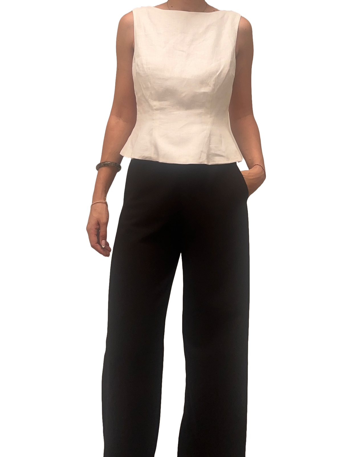 Reformation white round neck top - size 36
