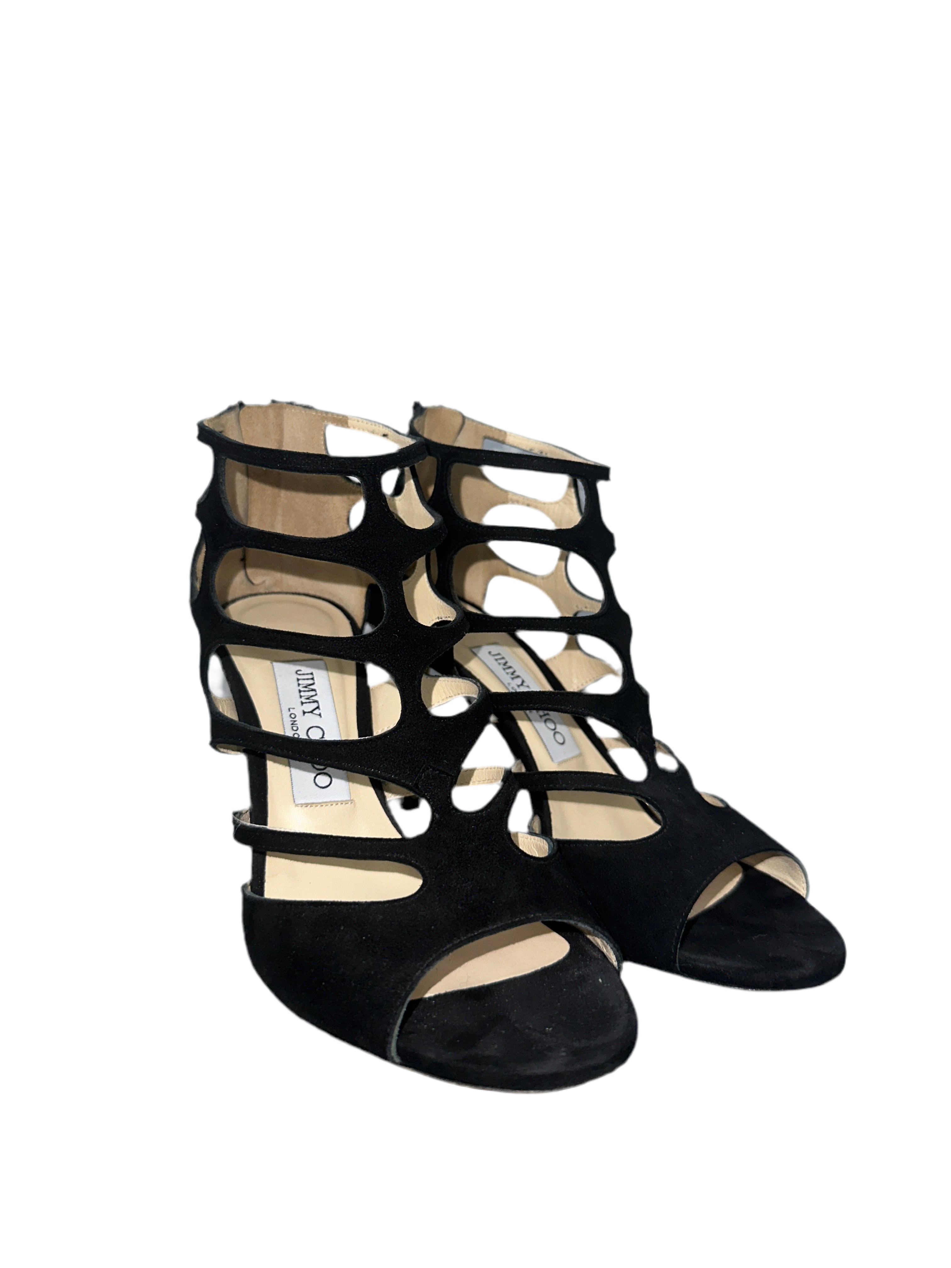 Jimmy Choo black suede boots with holes - size 36