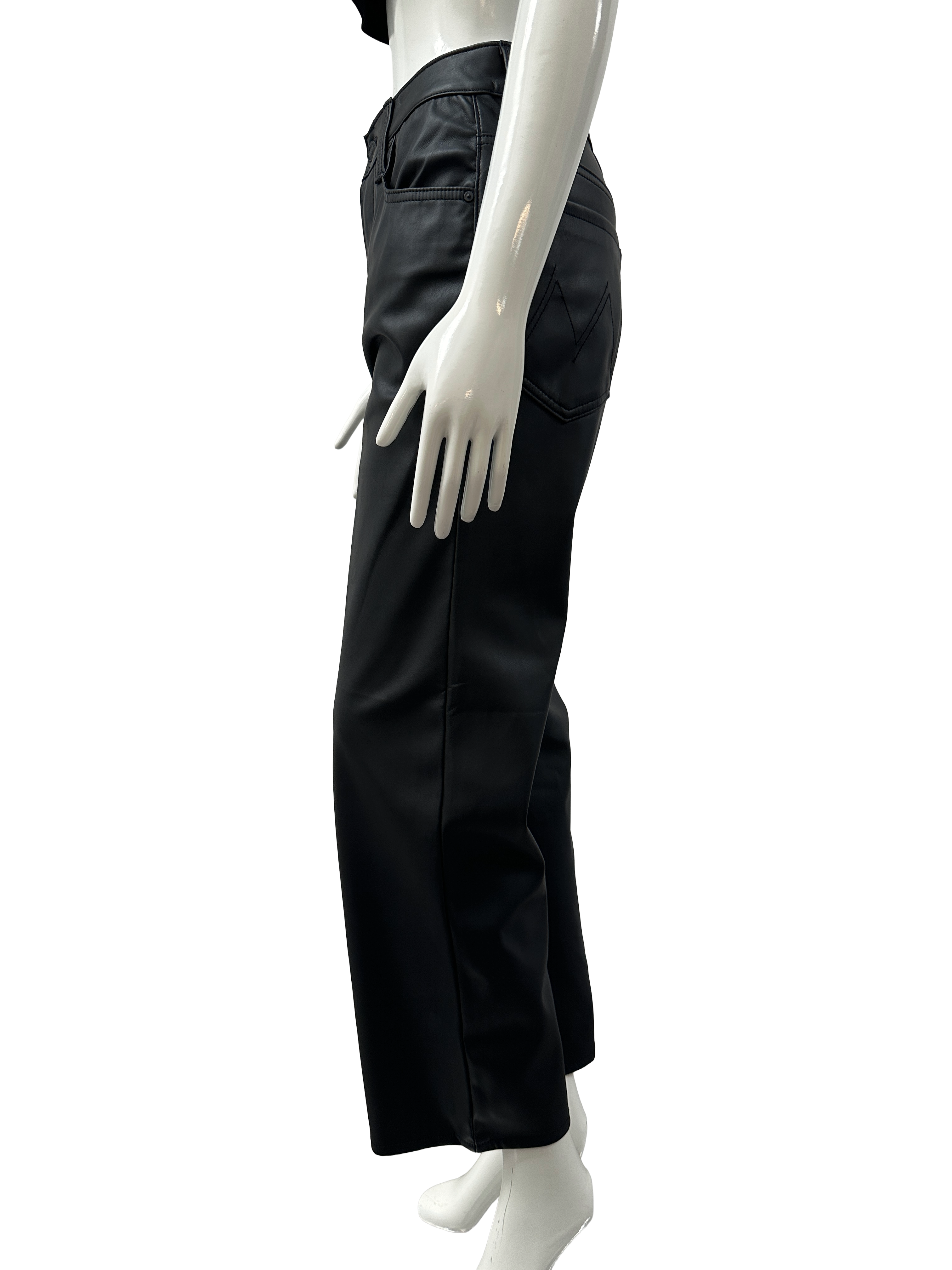 Mother the Rambler zip ankle black faux leather pants - size 27