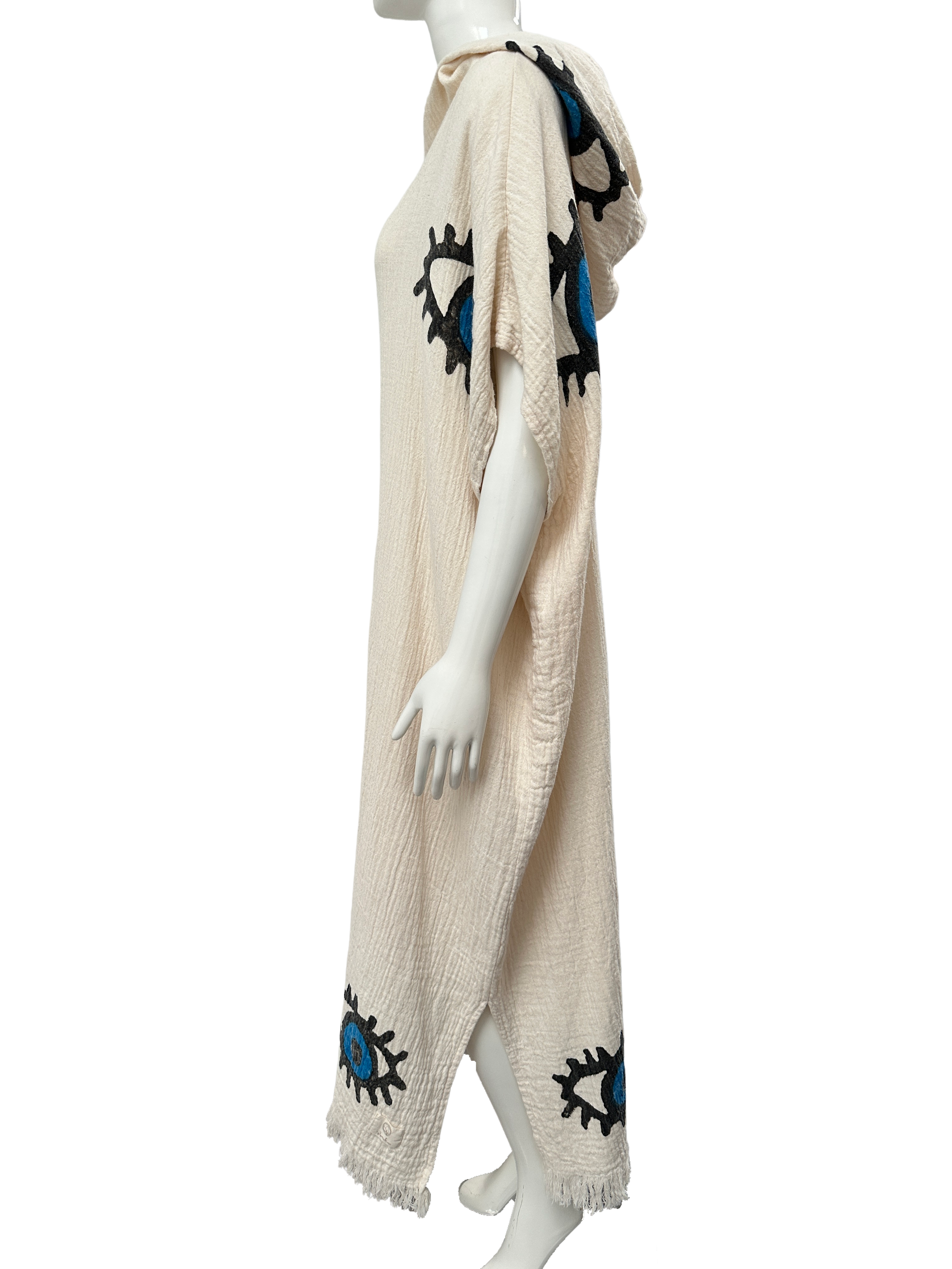 Pamuk me evil eye cotton hooded poncho - size TU