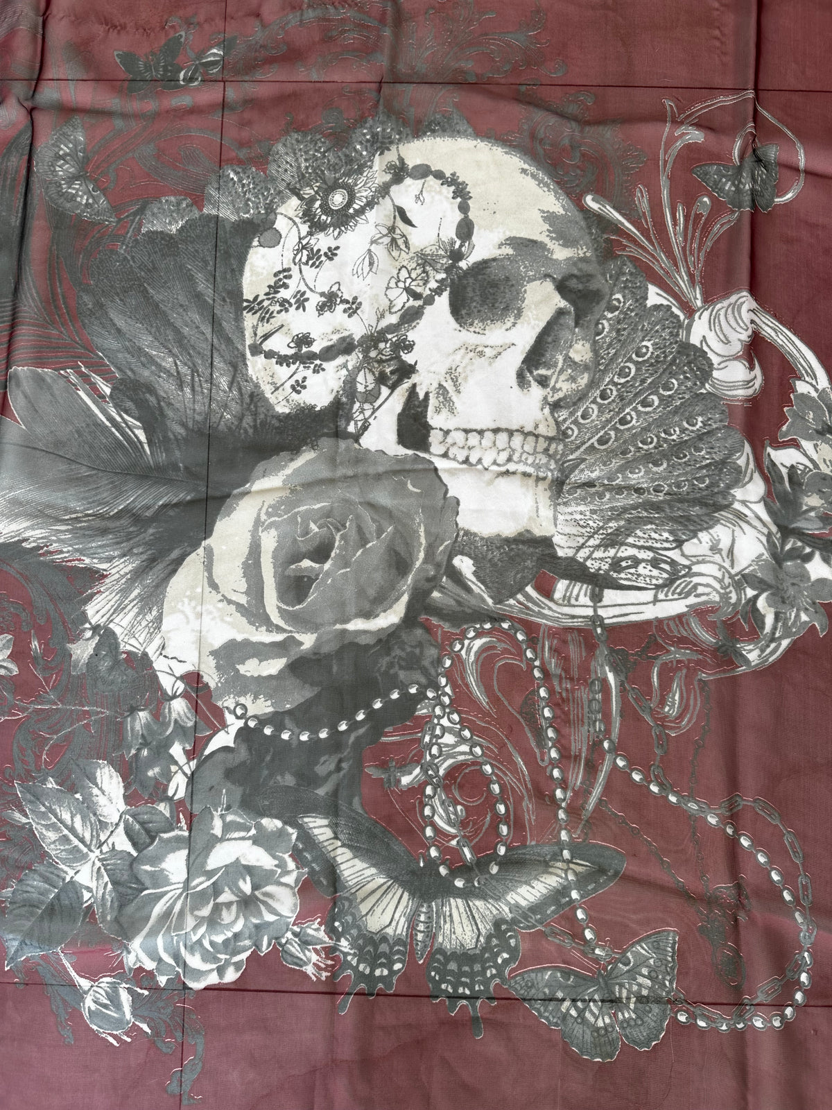 The Kooples burgundy skull scarf