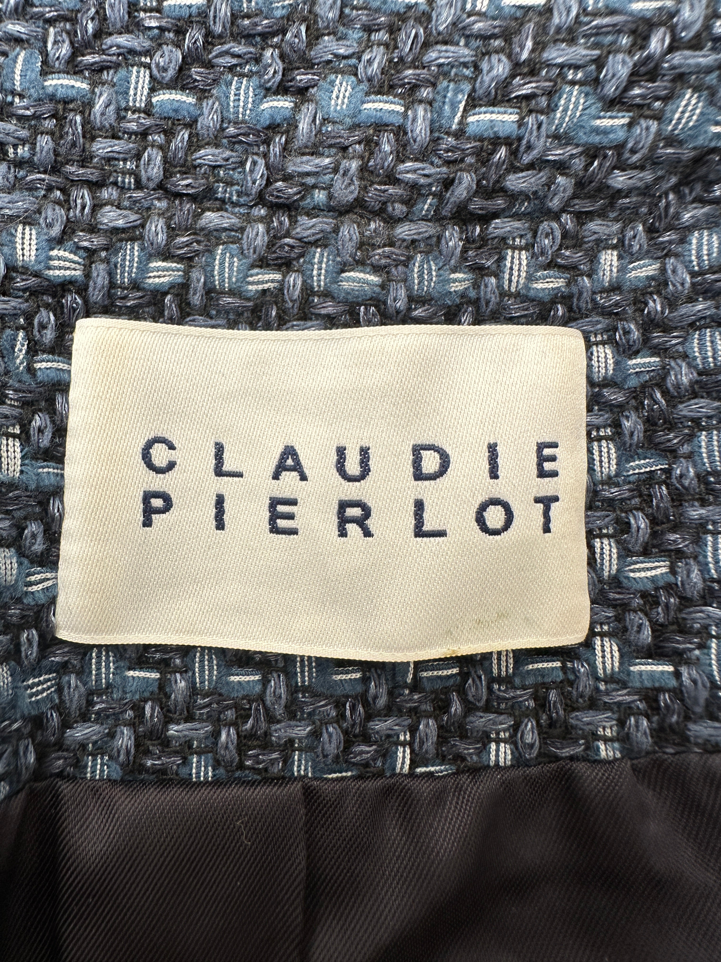 Claudie Pierlot blue tweed cropped jacket - size 42