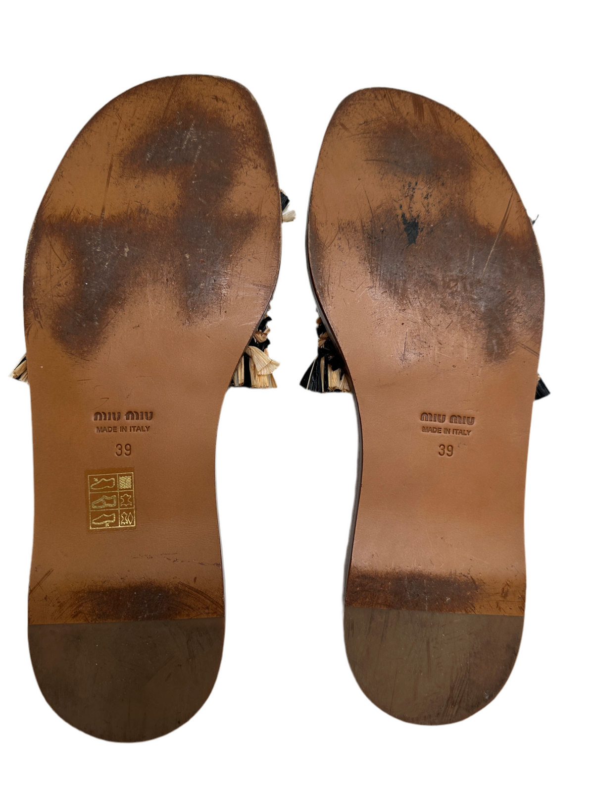Miu Miu raphia embellish crystal slip - size 39