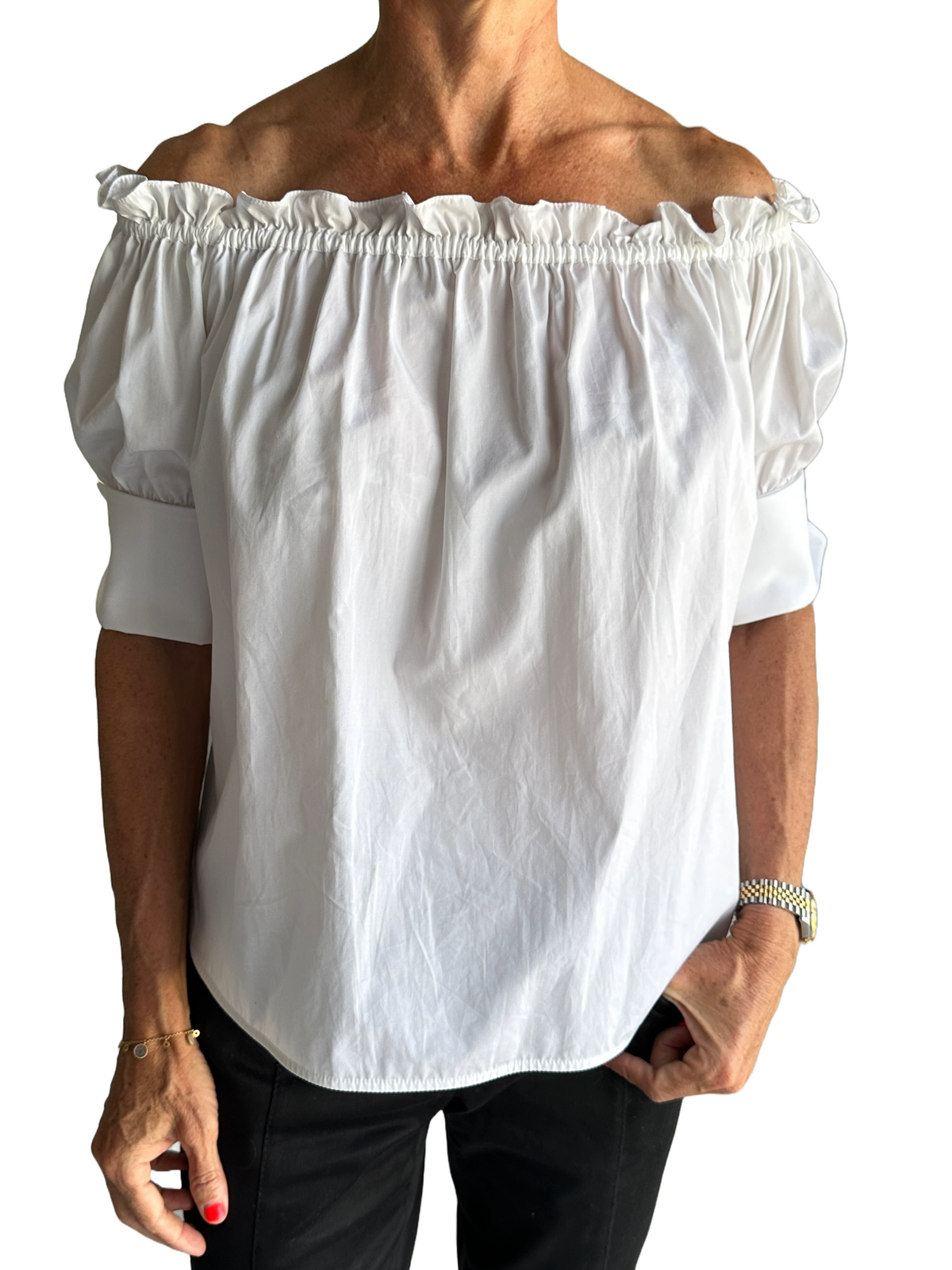 Dior white blouse with bare shoulders - size 34