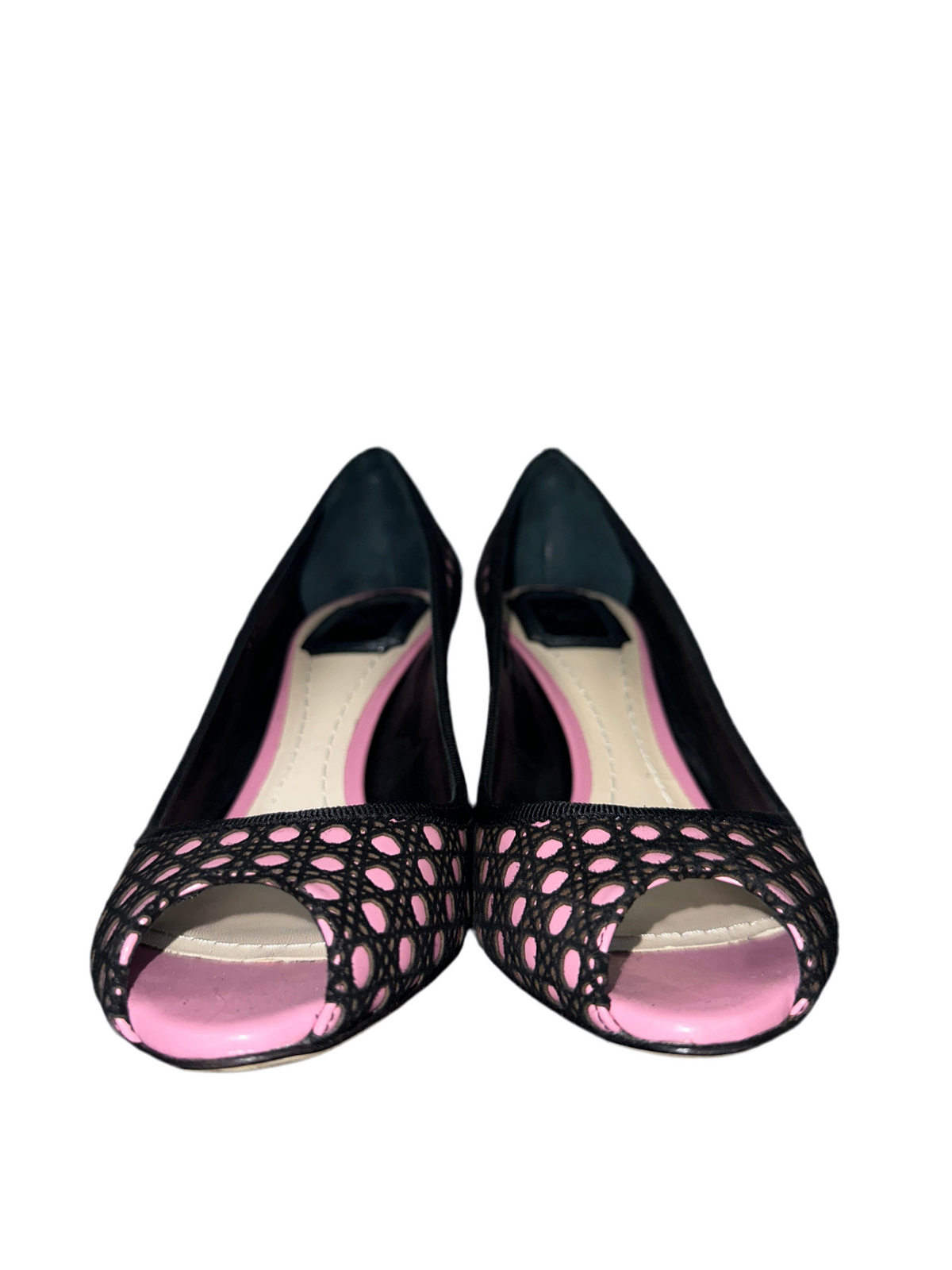 Dior black & pink suede & satin cannage pumps - size 36