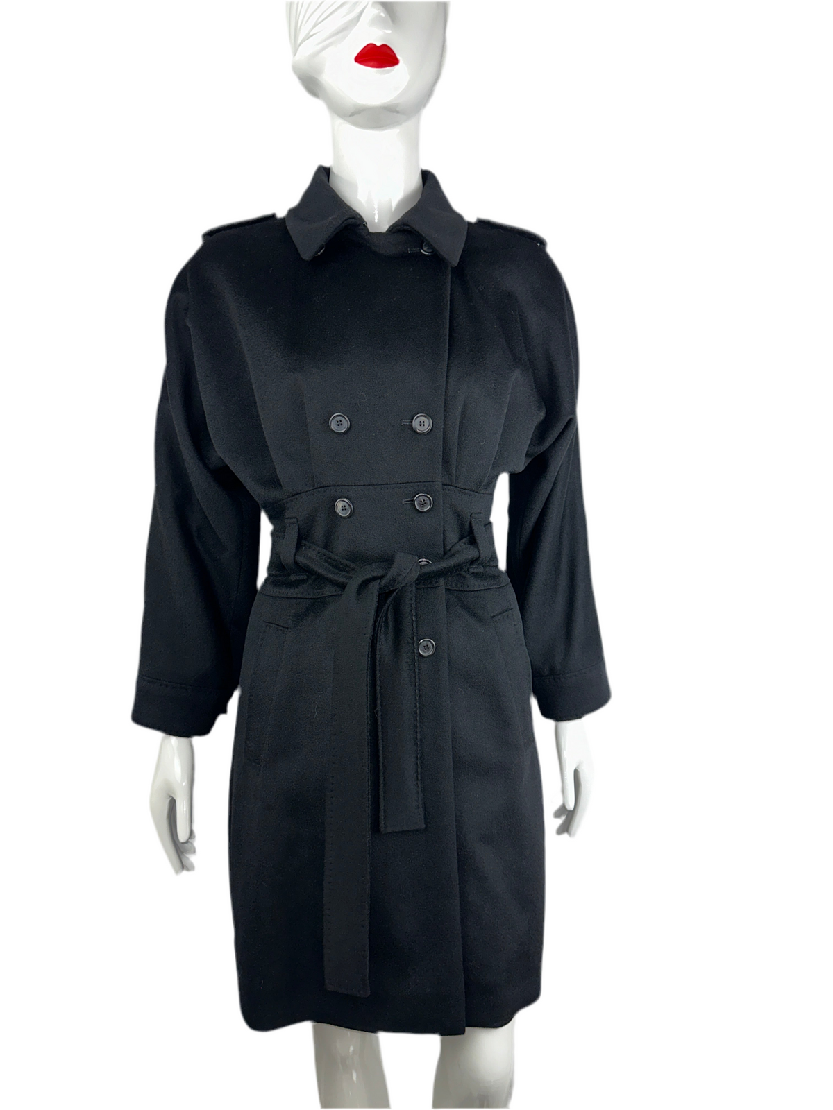 Hugo Boss long black belted coat - size 34