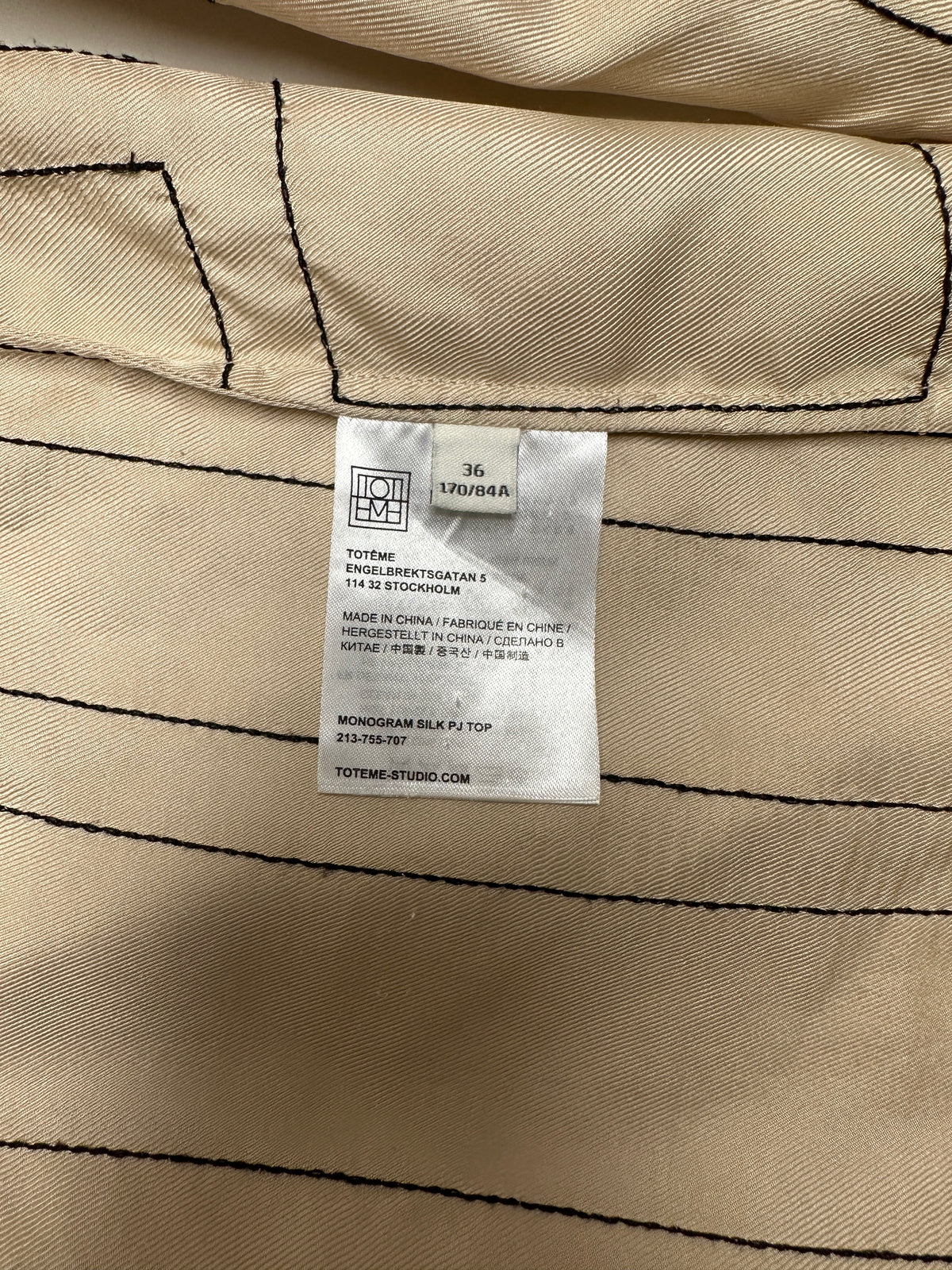 Toteme monogram silk pj top - size 36