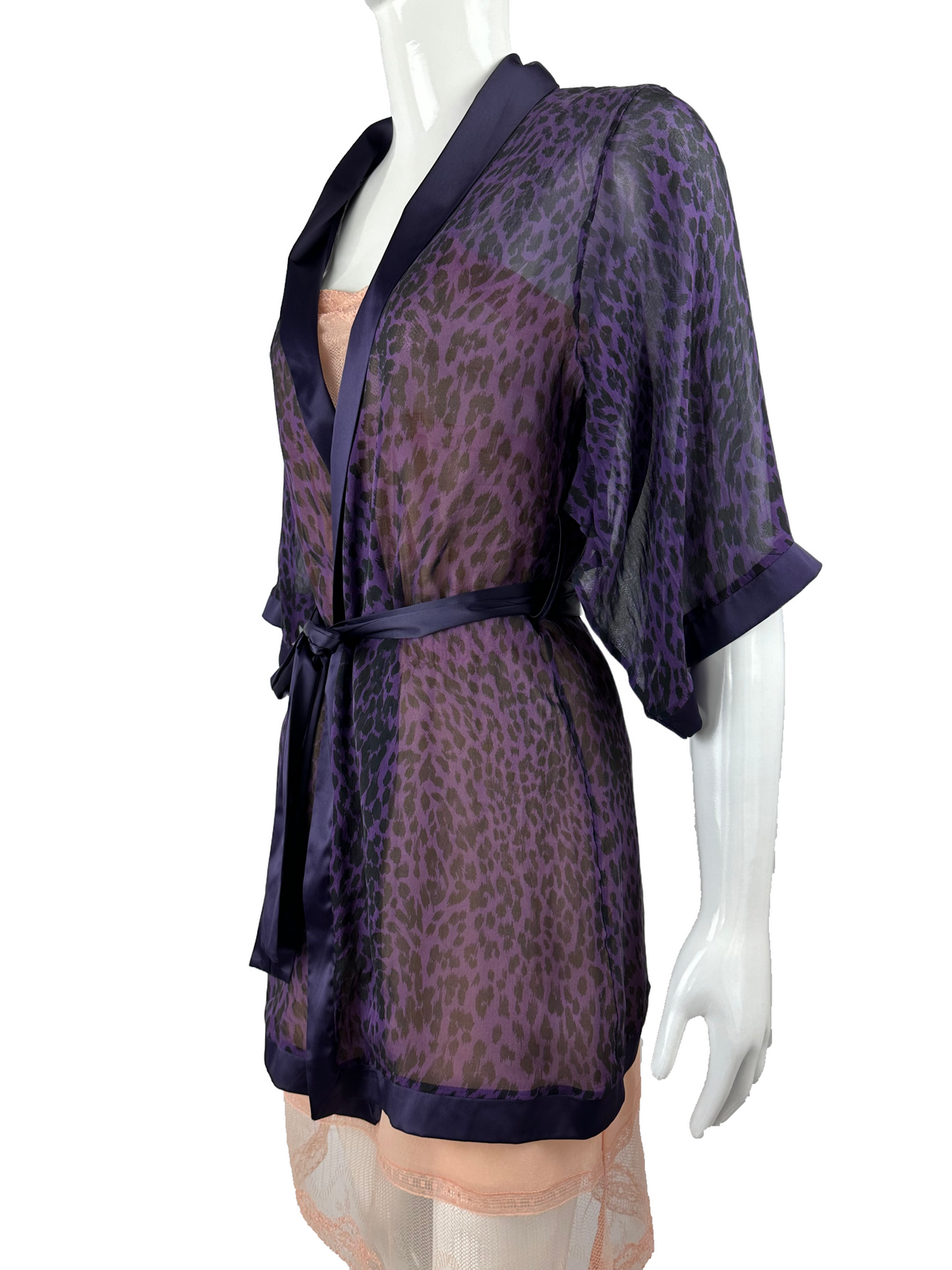 R Crescentini purple leopard print Kimono - size S