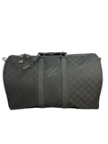 Louis Vuitton Keepall 45 in damier carbone with leather trim