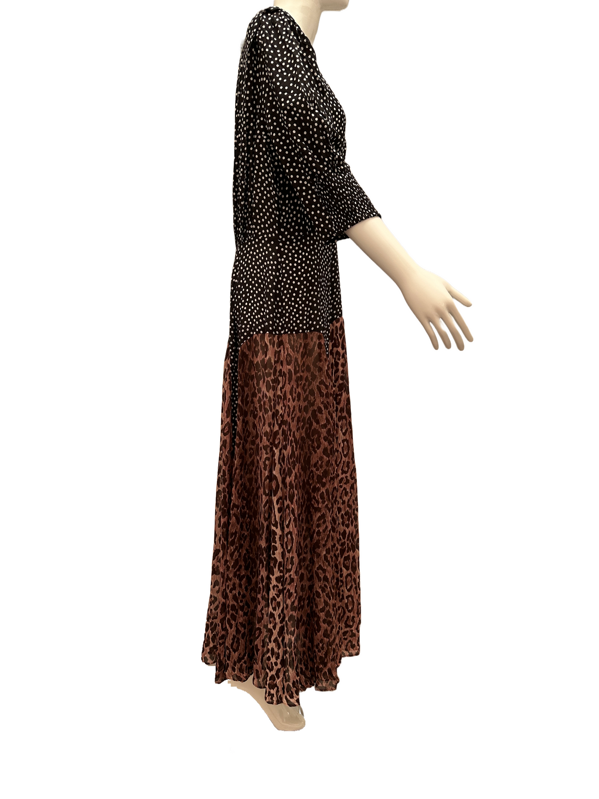 Rixo polka dot and leopard print dress - size 40