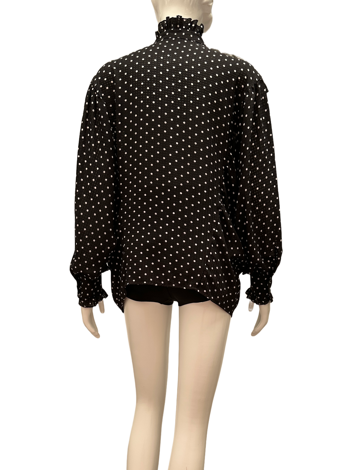 Alexa Chung black blouse with white polka dots - size 38
