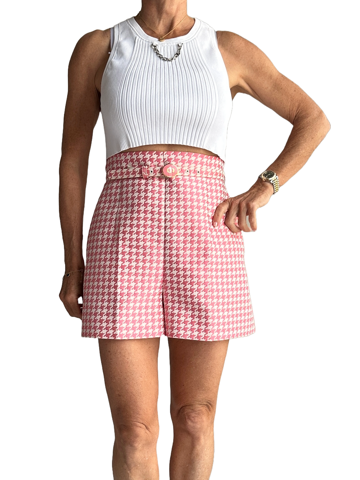 Dior houndstooth jacquard belted cruising shorts - size 36