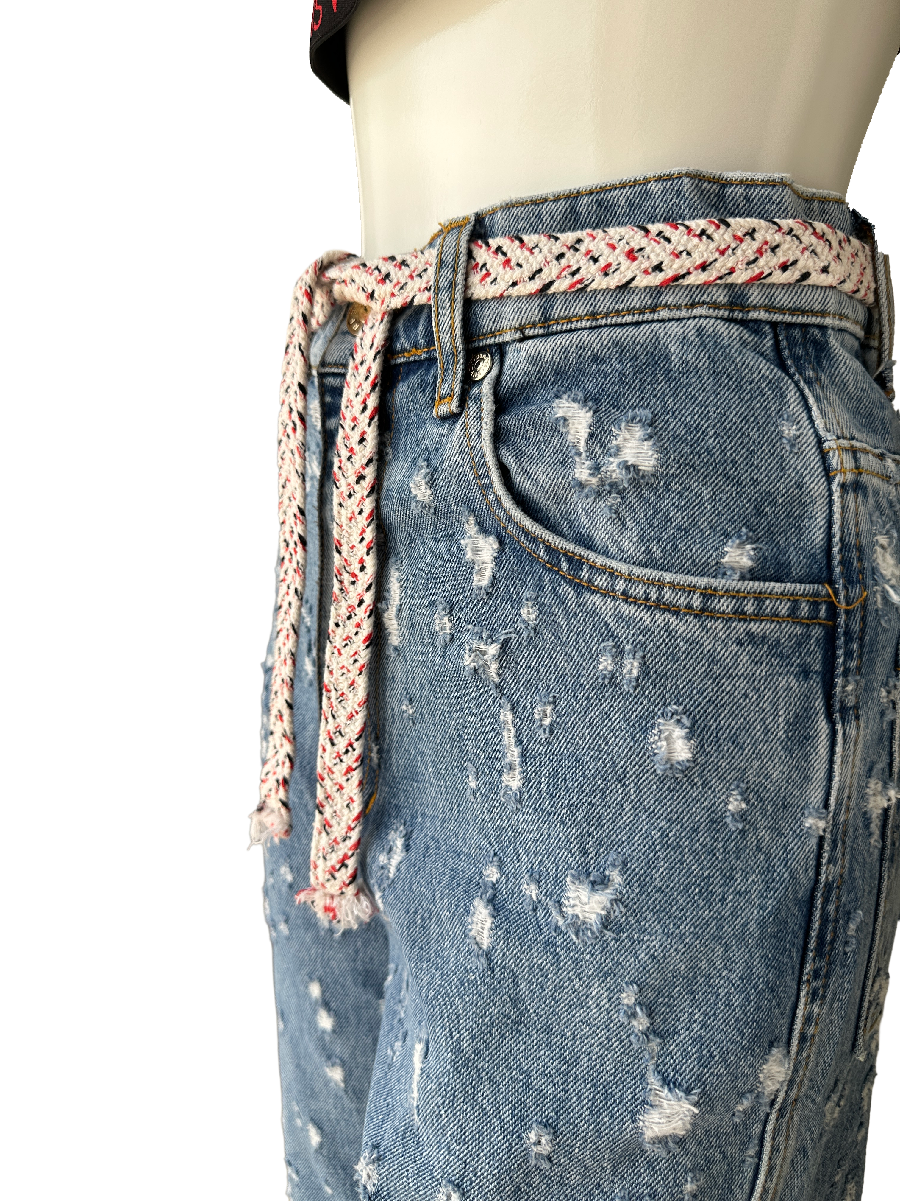Sandro Ripped Blue Jean with belt - size 36