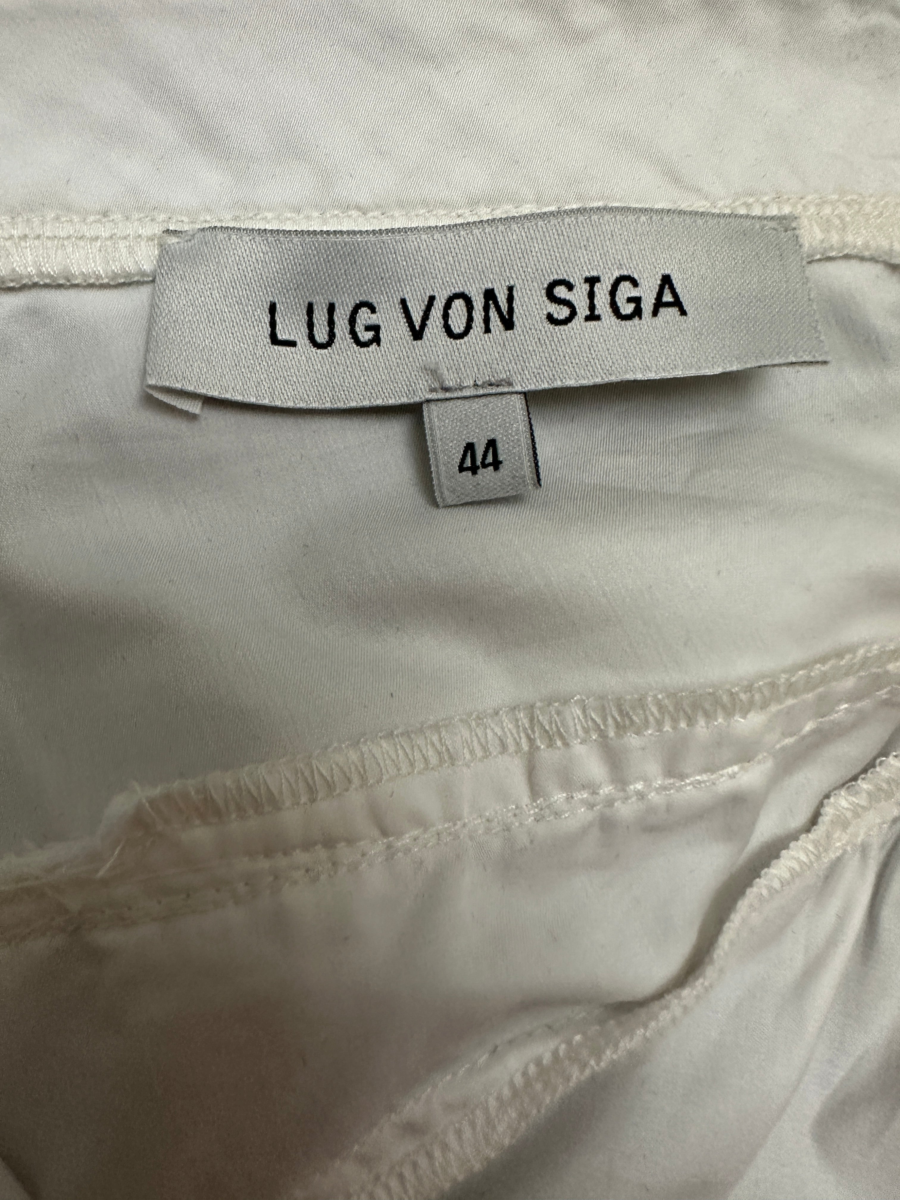 Lug Von Siga white lace ruffled cotton blouse - size 44