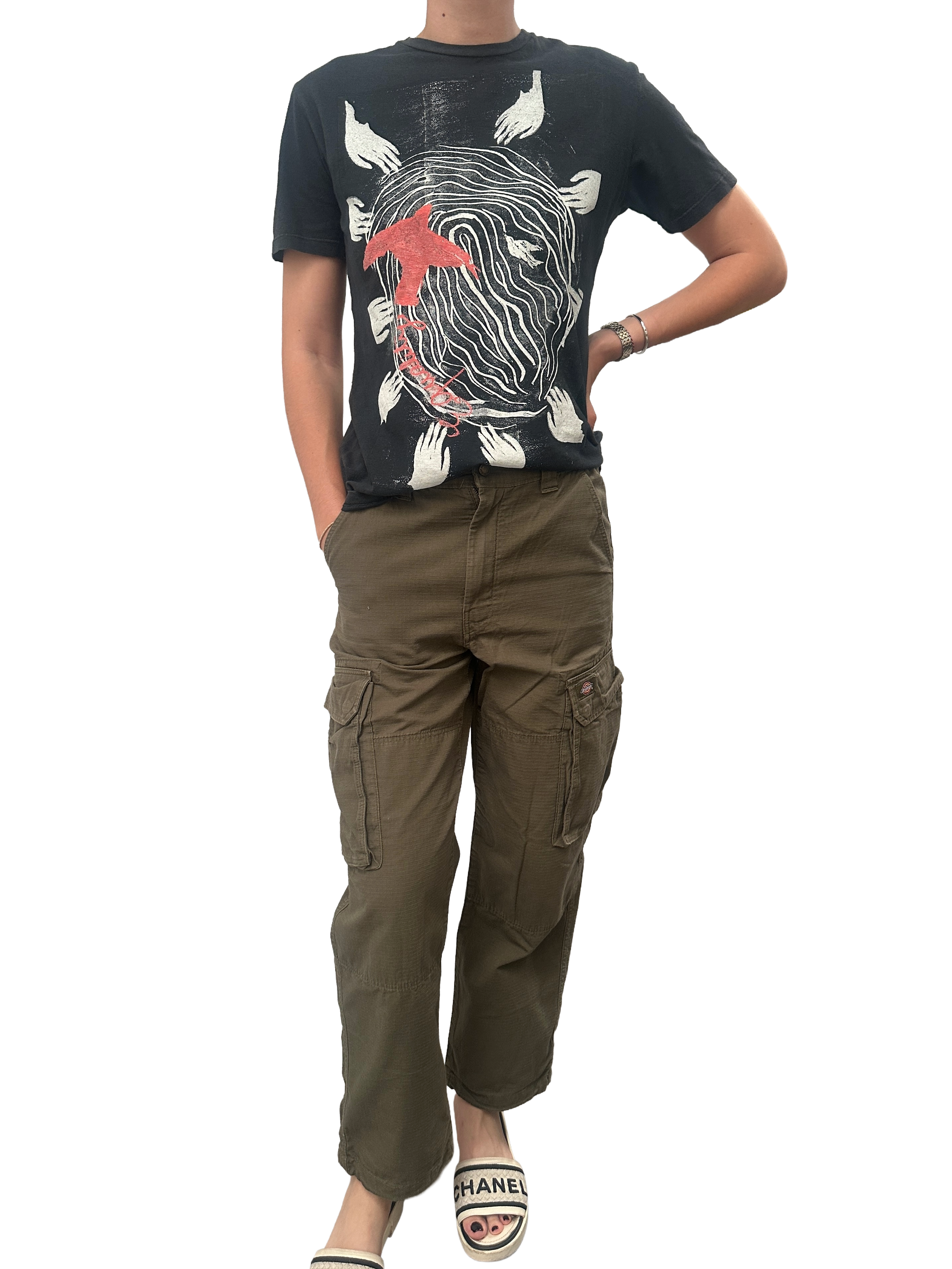 Dickies olive green cargo pants - size W28