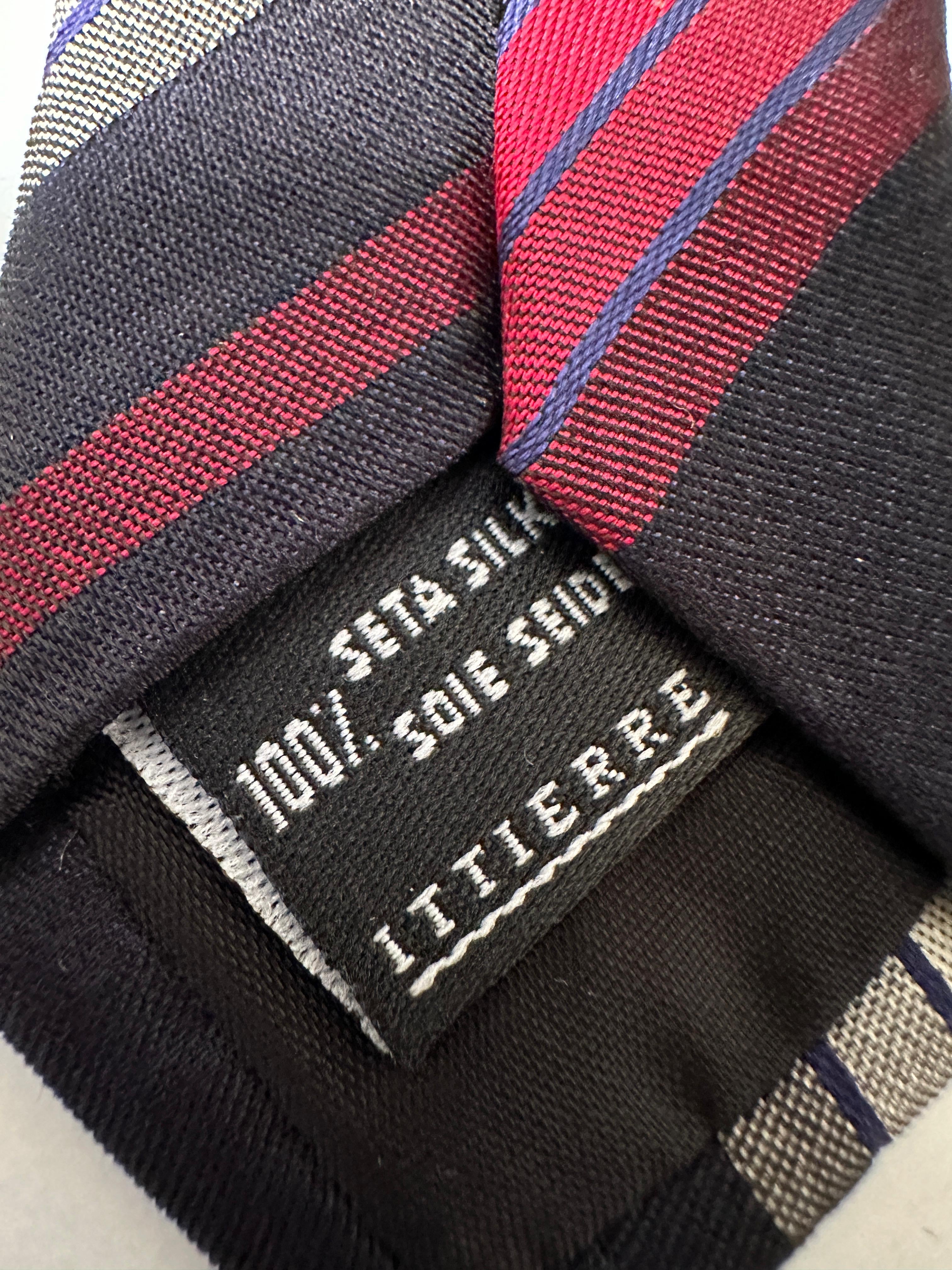 Dolce & Gabbana silk tie (navy with red & silver stripes)